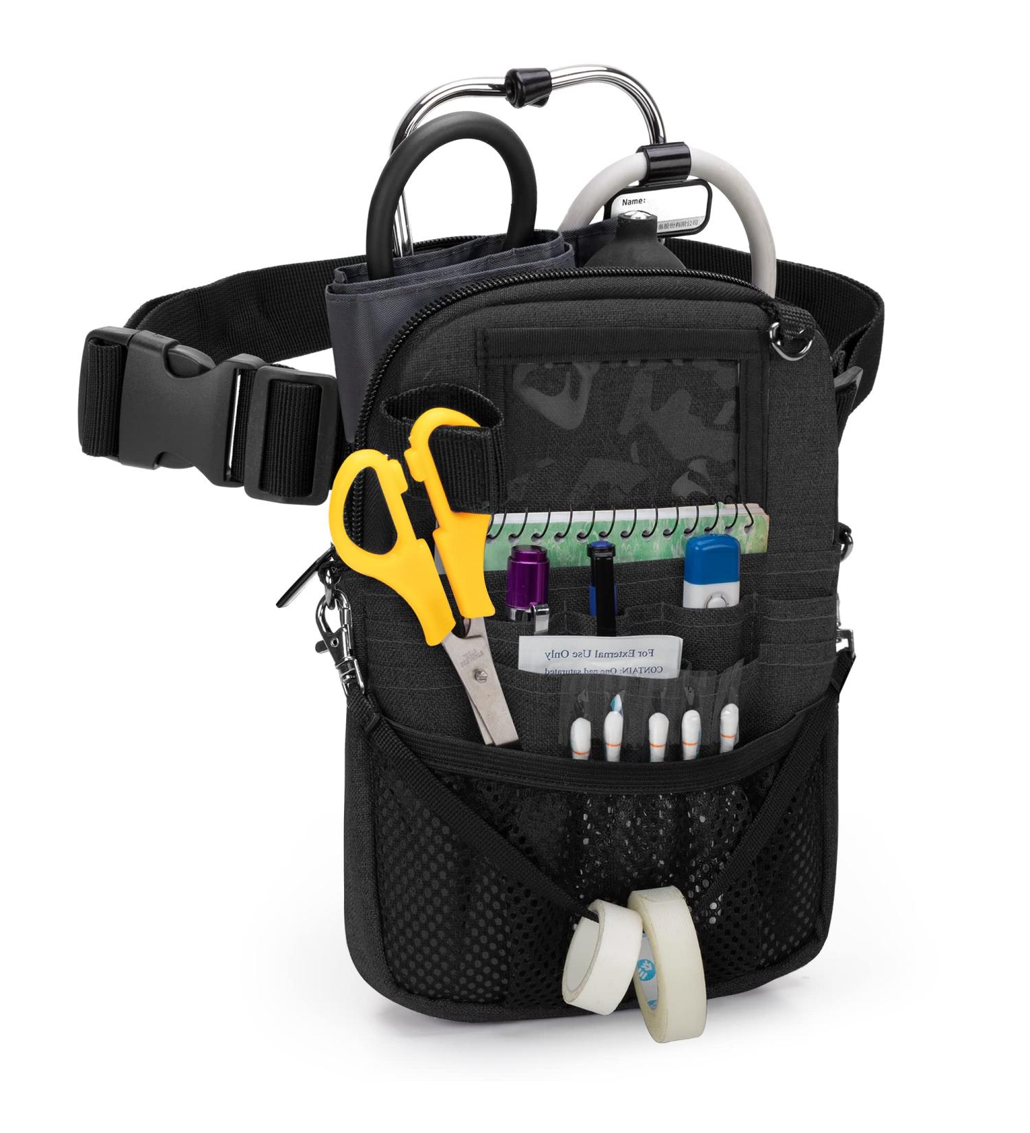 Trunab Vet Nurse Pouch with Multiple Pockets Nurse Waist Bag Fanny Pack with Adjustable Waist Strap for Stethoscope Scissors and Other Medical Supplies Black - Patented Design Black 1 - Buy Online on GoSupps.com