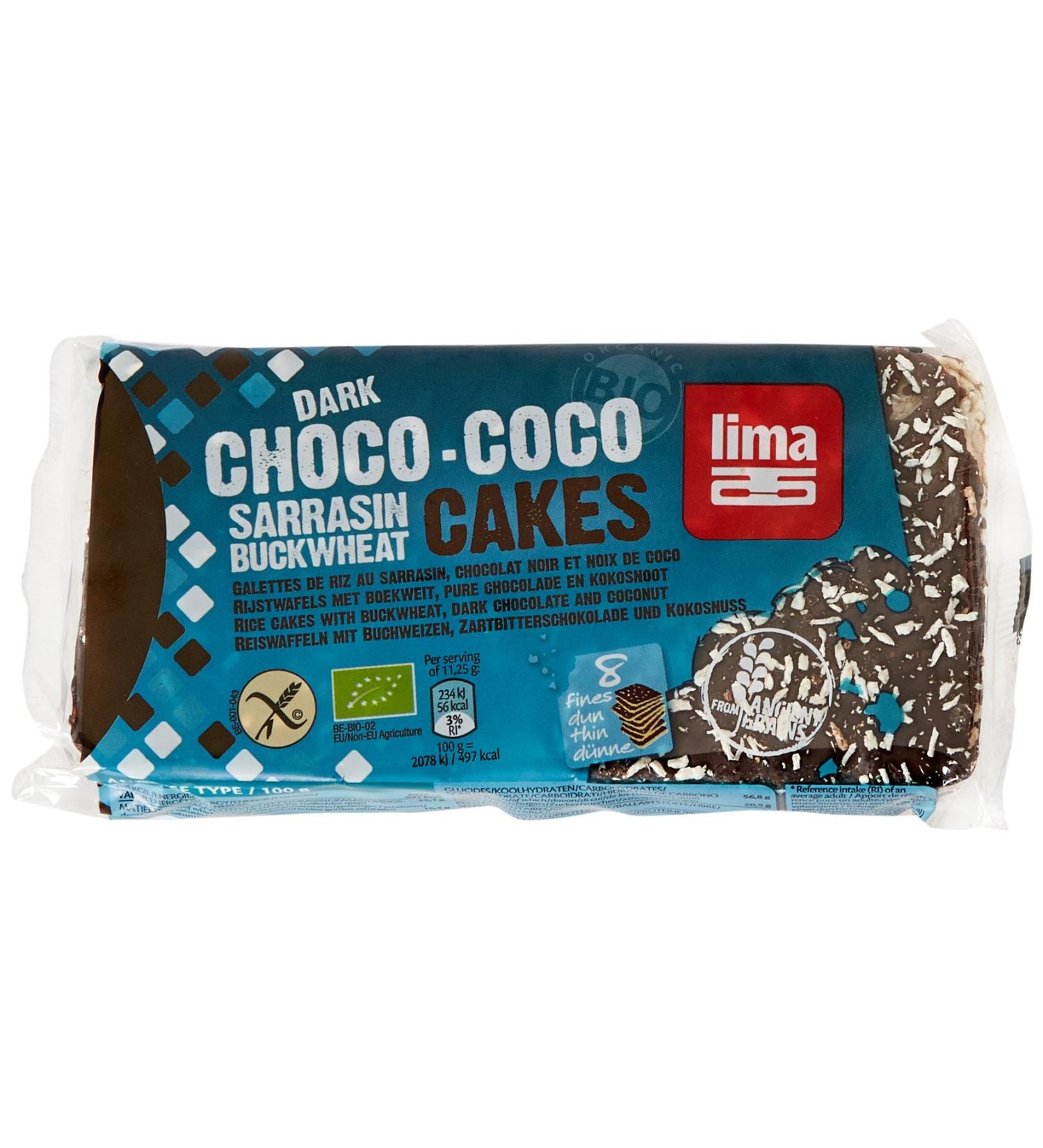 Lima Bio Buckwheat Rice Cakes Dark Chocolate Coconut 90 g - Buy Online on GoSupps.com
