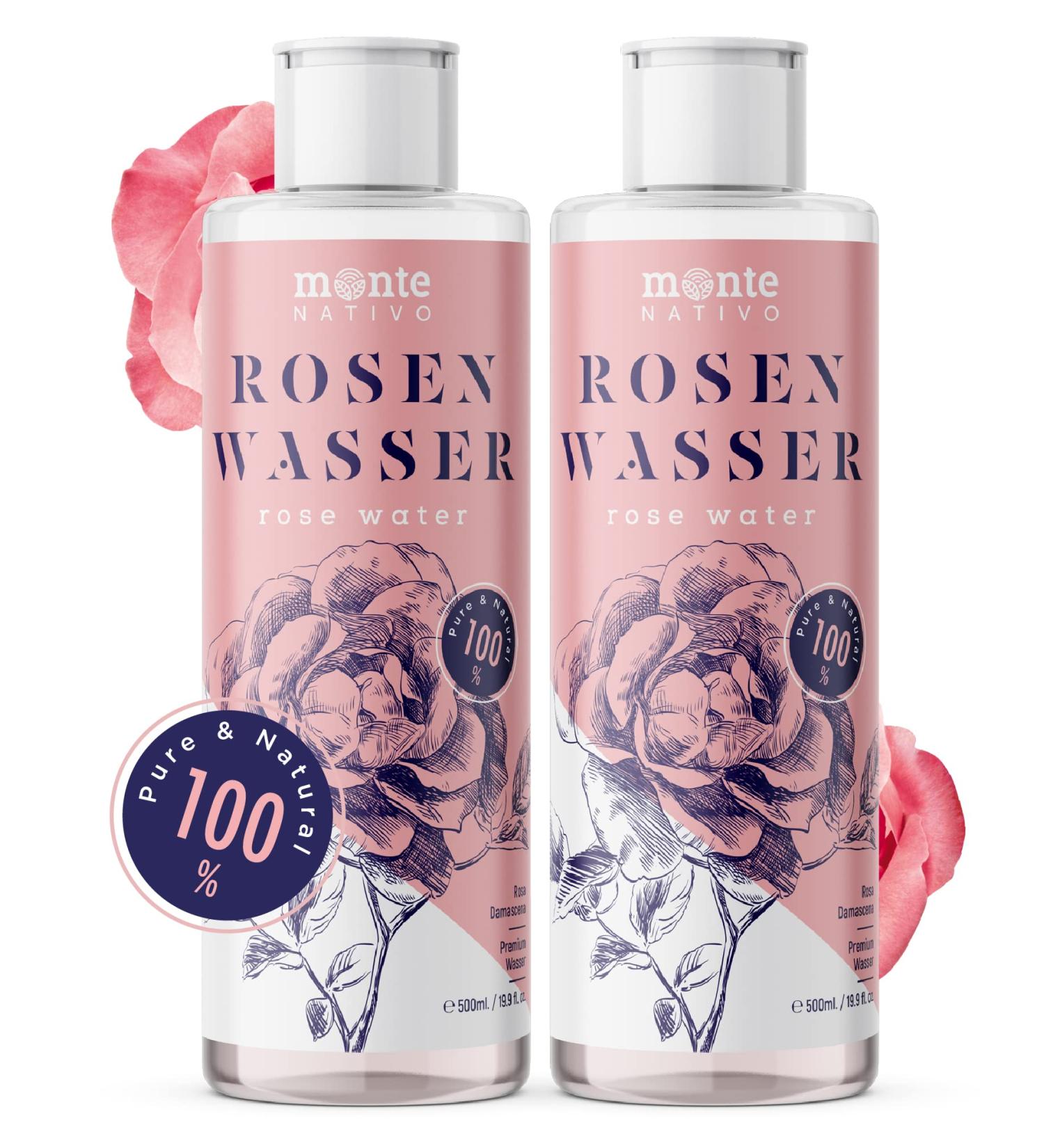 Monte Nativo Rose Water 1L | 100% Natural Face Toner for Clean Skin | Ideal Gift for Women | Anti-Pimple Facial Care & Natural Cosmetics - Buy Online on GoSupps.com