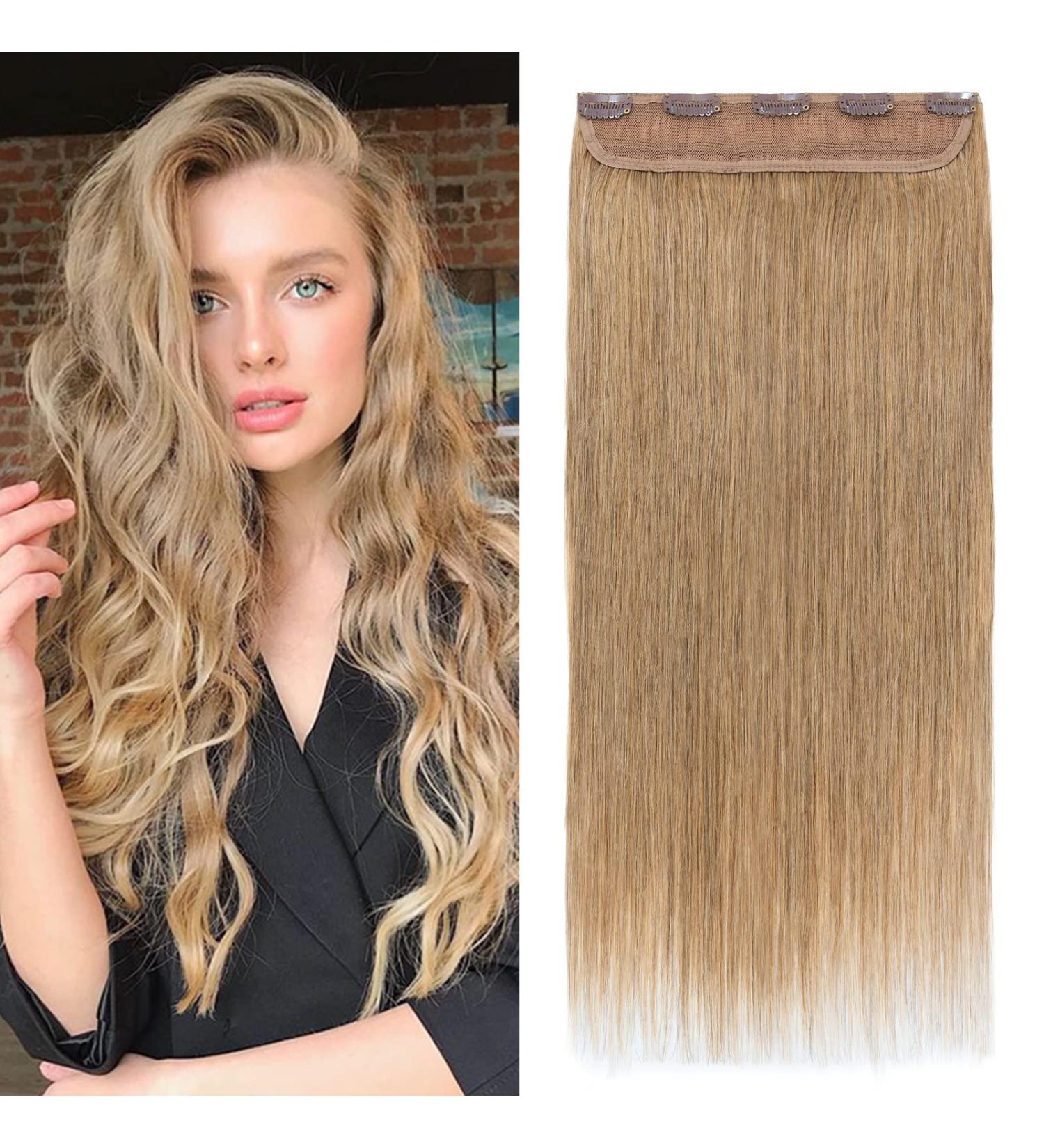 Hair Parts Real Hair Clip-In Extensions - 1PC 5 Clips Thick 7A Human Hair 25cm Length 65g - Dark Blonde #27 - Buy Online on GoSupps.com