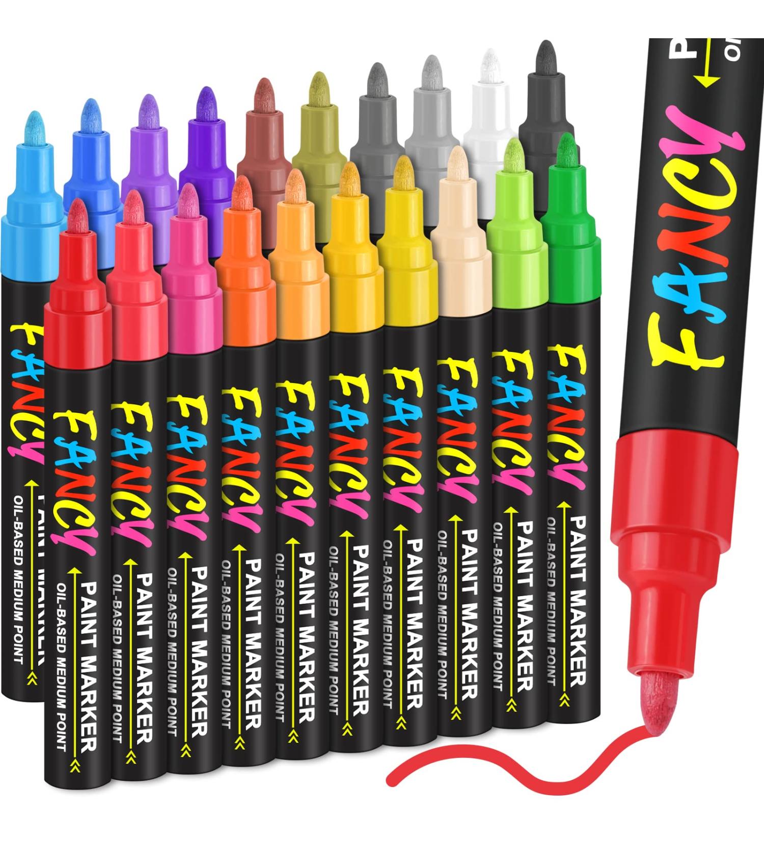 IVSUN Paint Pens Set - 20 Waterproof Oil-Based Colors for Rock, Wood, Fabric, Plastic, Glass - Fade-Proof & Permanent Paint Markers for DIY Crafts - Buy Online on GoSupps.com