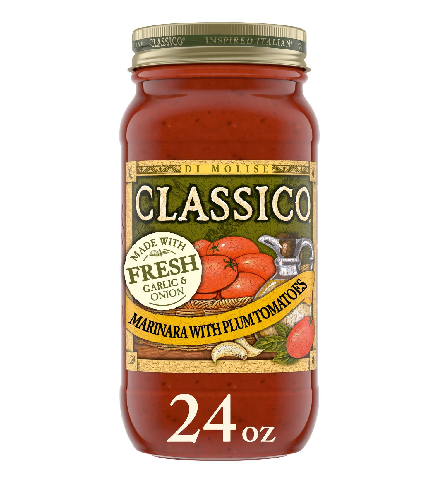 Classico Marinara Pasta Sauce - 24 oz Jar with Plum Tomatoes & Olive Oil - Buy Online on GoSupps.com