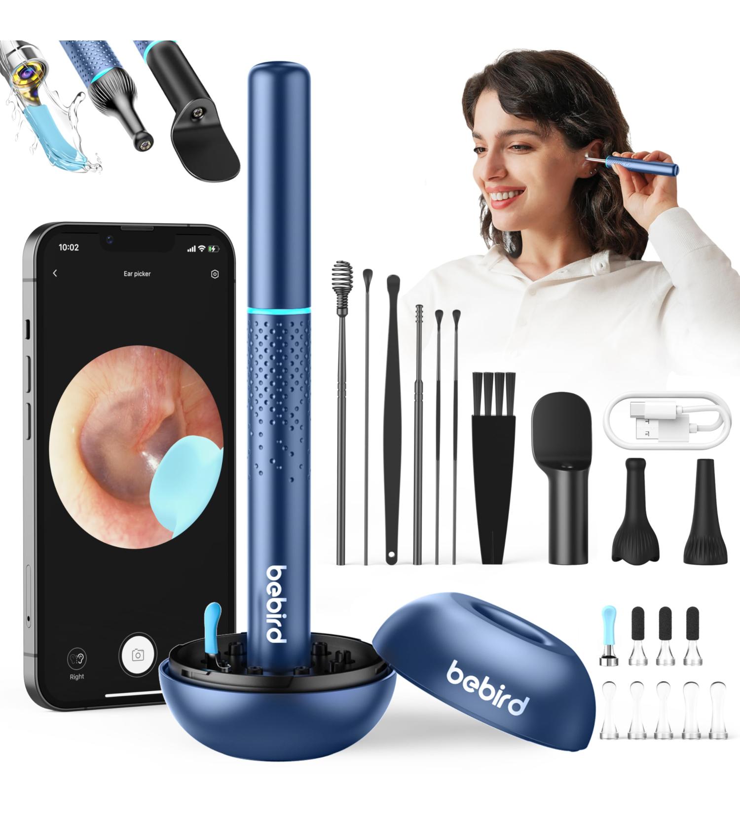 Bebird M9 Ear Wax Removal Tool - Wireless Camera Ear Cleaner Visual Otoscope with Light & 10 Attachments for Family Earwax Removal - Buy Online on GoSupps.com