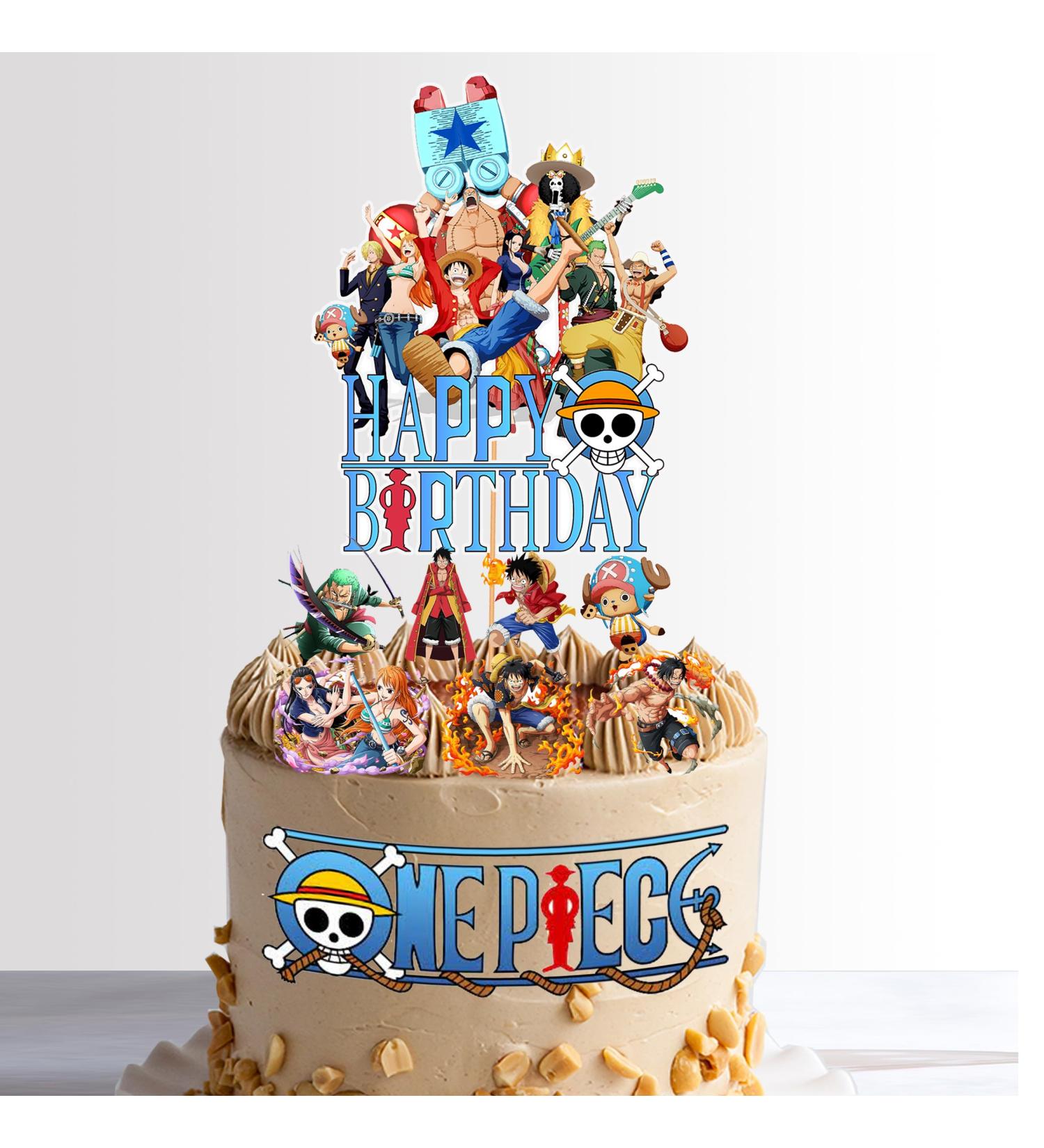 One Piece Themed Cake Topper Decoration Anime Manga Themed Kids Party Paper Card Quick Easy Adjustable - Buy Online on GoSupps.com