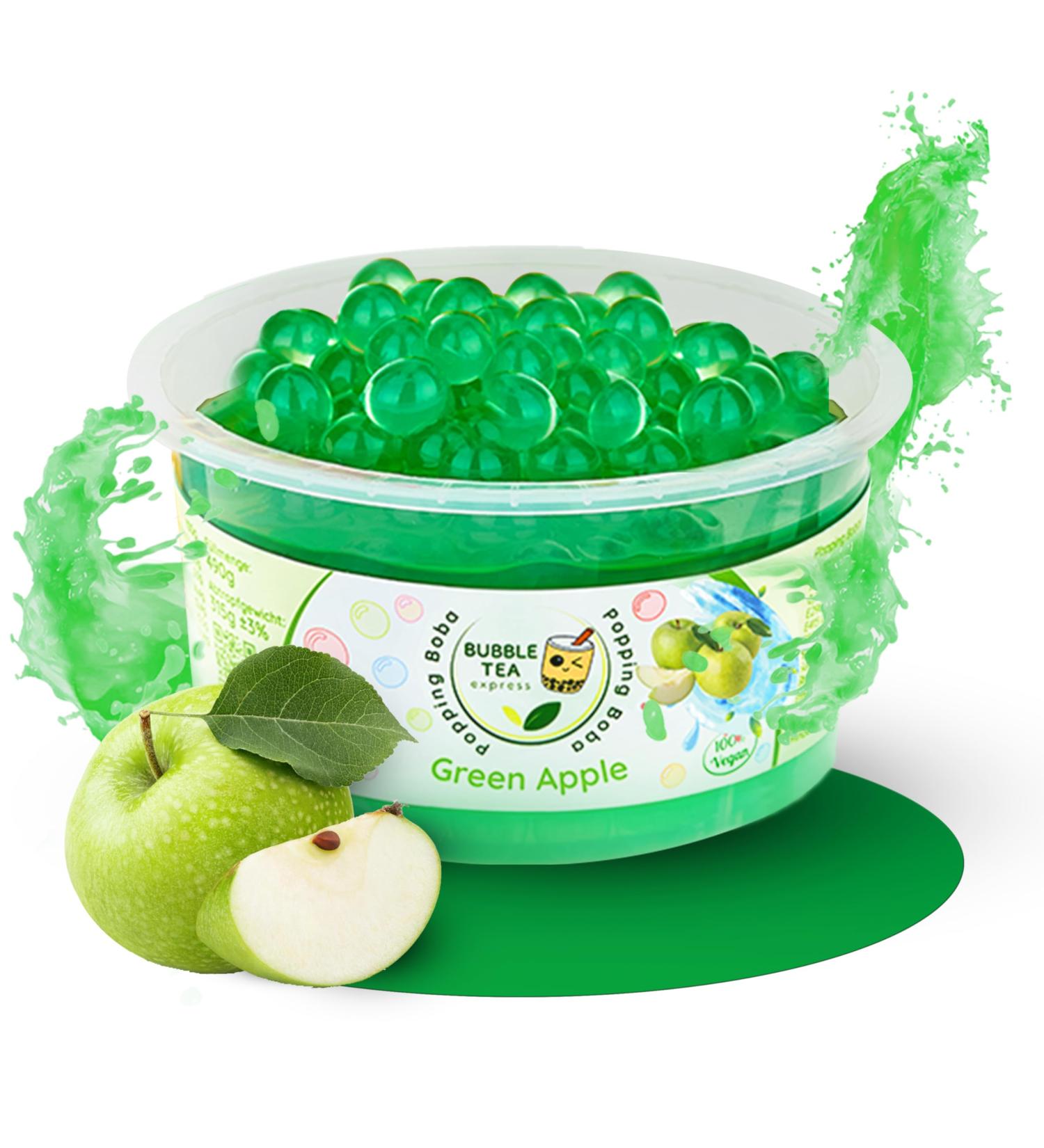 Bubble Tea Express - Fruity Popping Boba Pearls Green Apple 490g | Vegan & Gluten-Free Fruit Juice Beads | Perfect for Bubble Tea Lovers - Buy Online on GoSupps.com