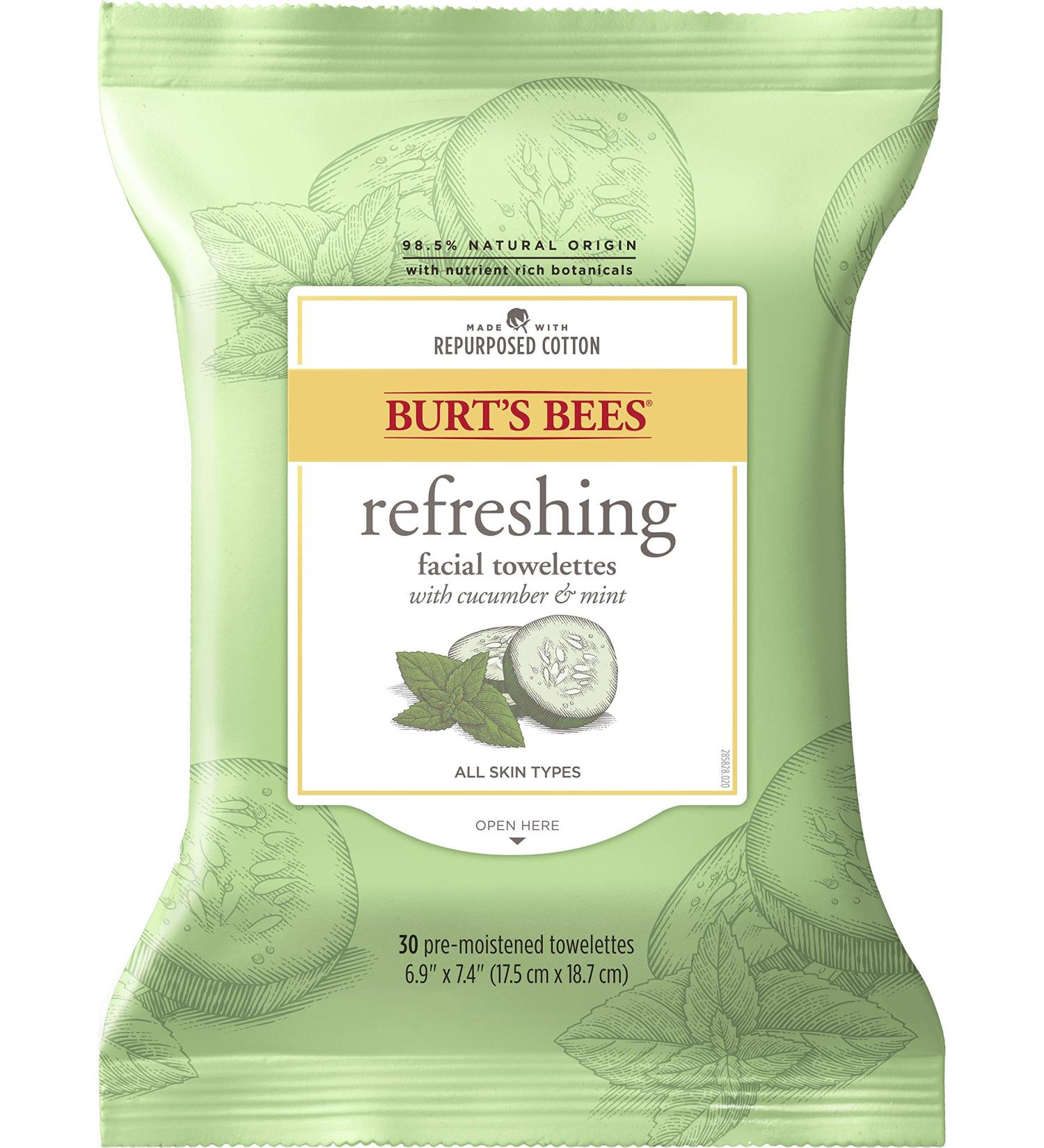 Burt's Bees Sensitive Facial Cleansing Towelettes with Cucumber and Mint - 30 Count | Gentle Face Wipes for Sensitive Skin - Buy Online on GoSupps.com