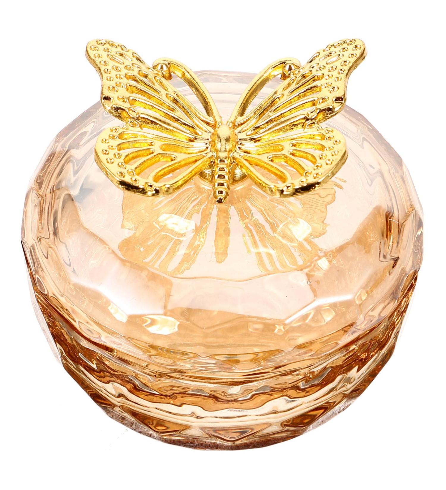 Baluue Dappen Dish Golden Apple Shaped Glass Crystal Dappen Dish Cup Nail Art Liquid Powder Nail Crystal Bowl with Butterfly Top Lid for Nail Art Manicure - Buy Online on GoSupps.com