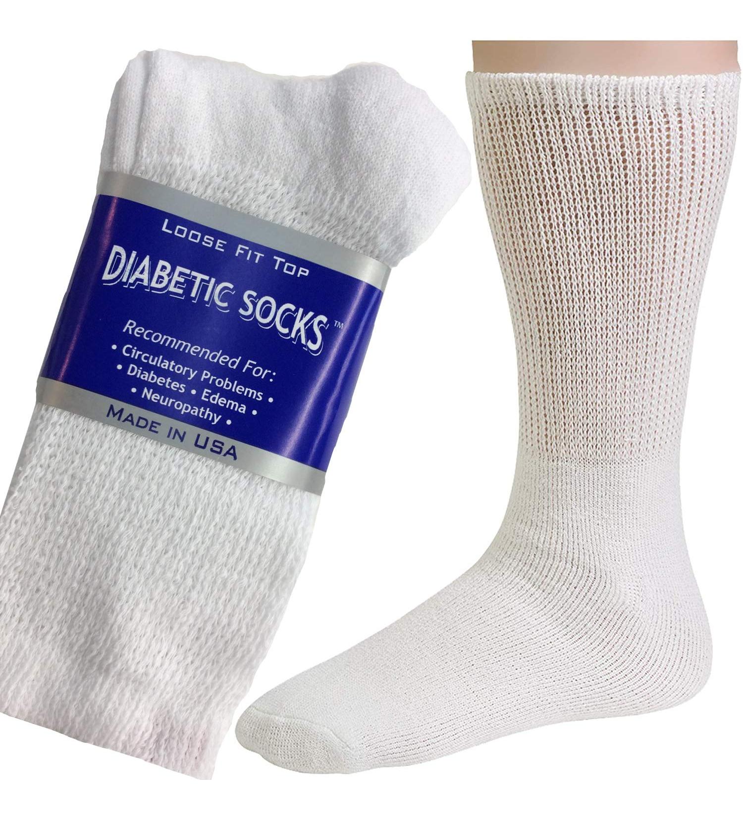 Creswell Diabetic Crew Socks (3 Pairs, White, Size 9-11) - Made in USA - Buy Online on GoSupps.com