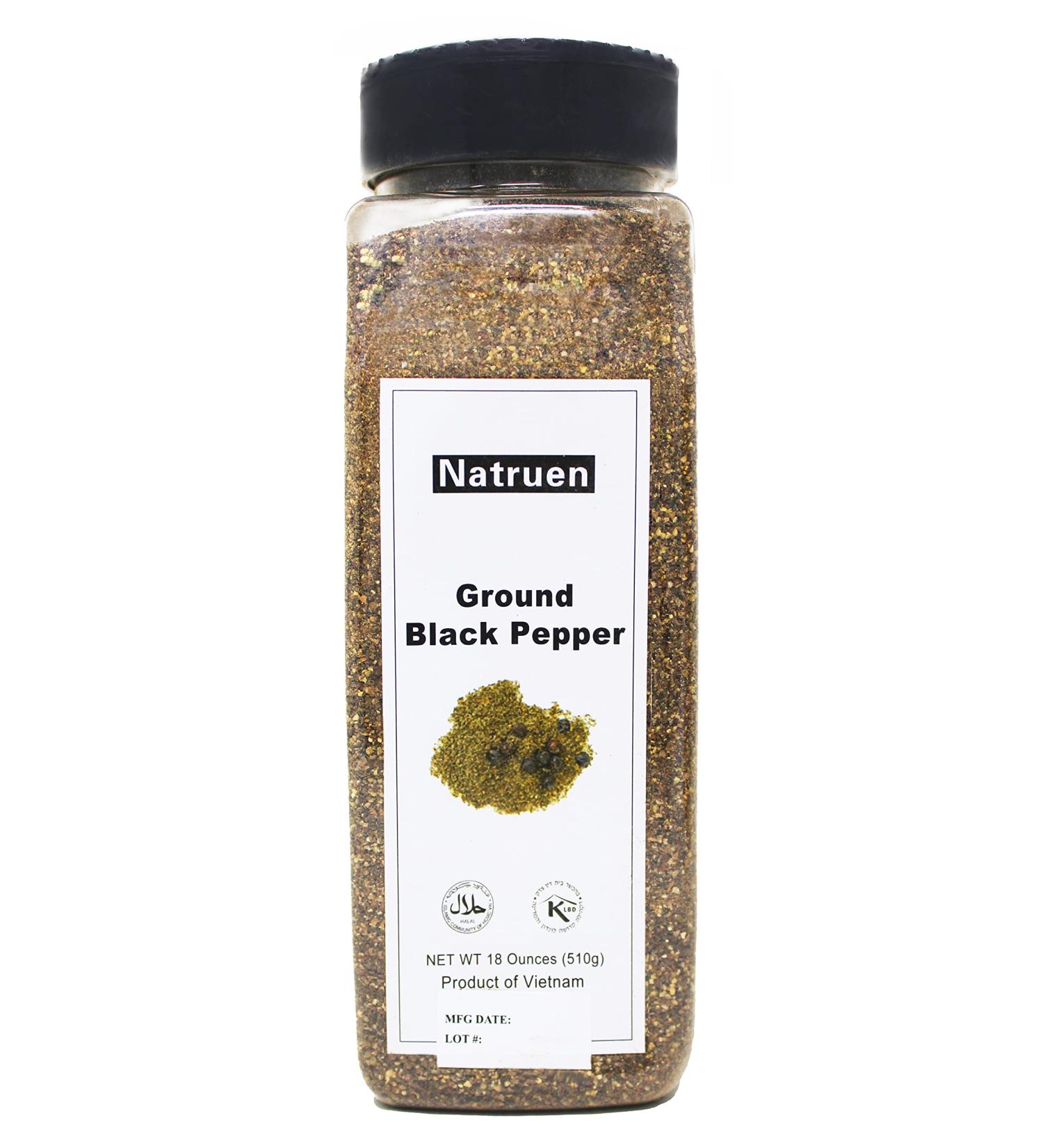 Natruen Ground Black Pepper 18 oz - All Natural Non-GMO Vegan Gluten Free Kosher & Halal - 1.125 lb Pack of 1 - Buy Online on GoSupps.com