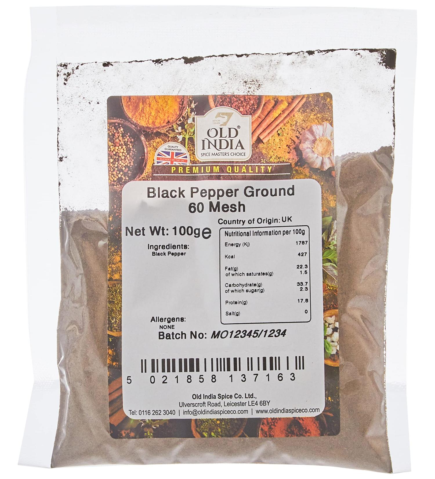 Old India Black Pepper Ground 60 Mesh 100g - Premium Quality Spice - Buy Online on GoSupps.com