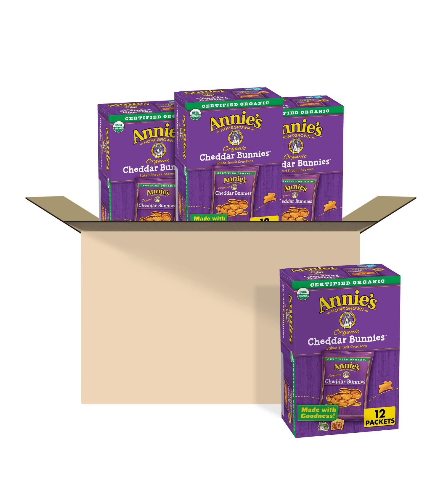 Annie's Organic Cheddar Bunnies - 12 ct Snack Crackers (Pack of 4) - Healthy & Delicious! - Buy Online on GoSupps.com