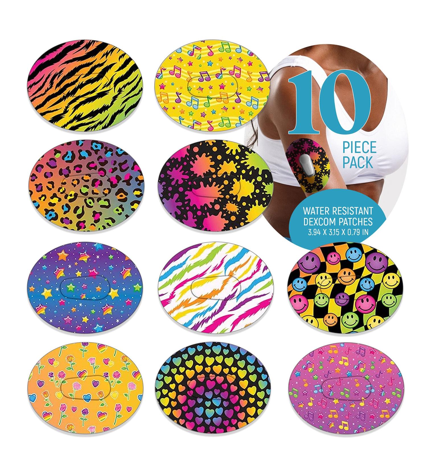 Dexcom Adhesive Mix Design - 10 Pack Adhesive Patches, Easy to Apply with Split Backing, Fluro Mix - Buy Online on GoSupps.com