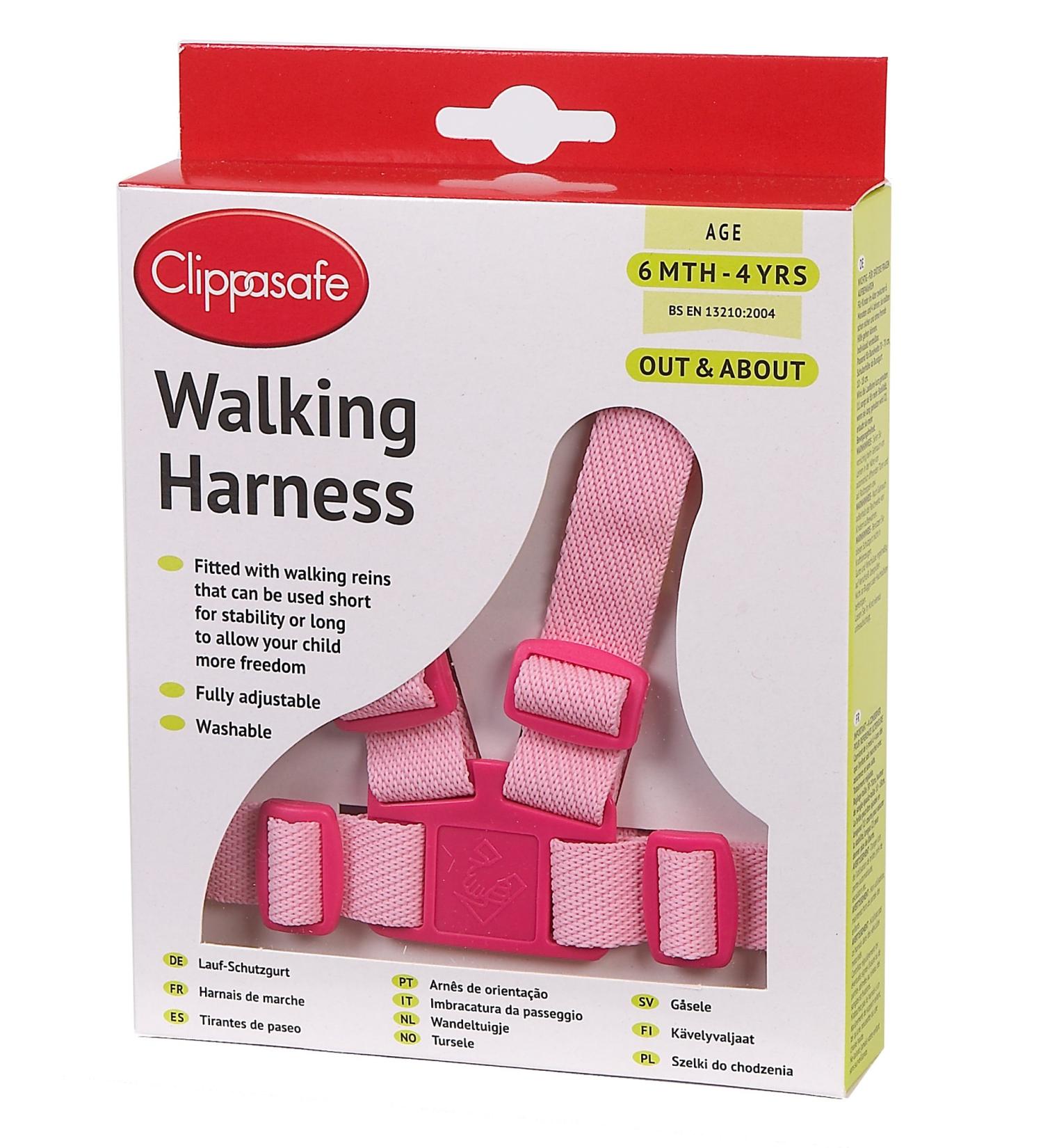 Clippasafe Walking Harness and Reins (Pink)