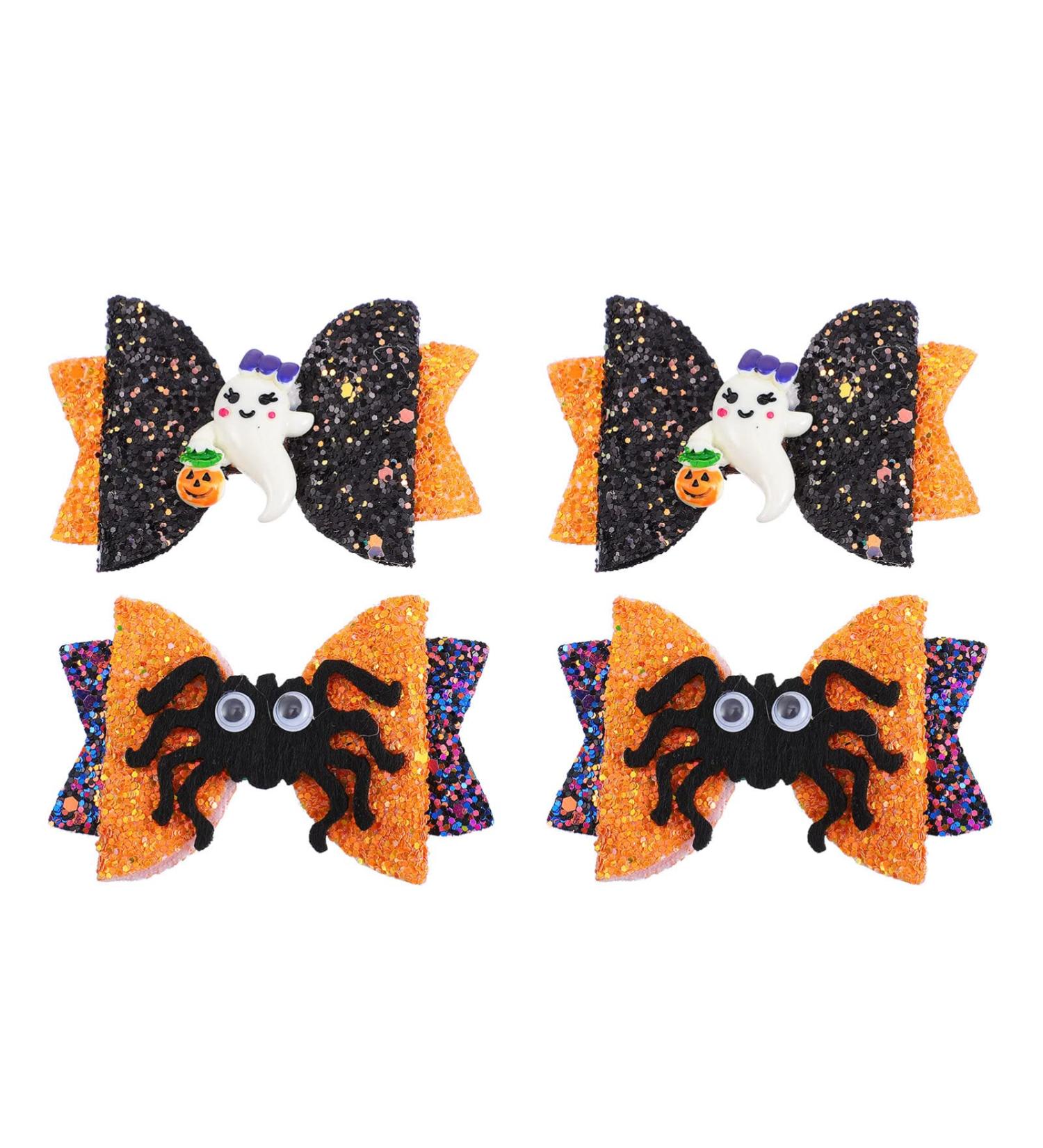 Beaupretty Halloween Bowknot Hair Clips - 4 Pcs Glitter Spider Hair Accessories for Kids - Buy Online on GoSupps.com