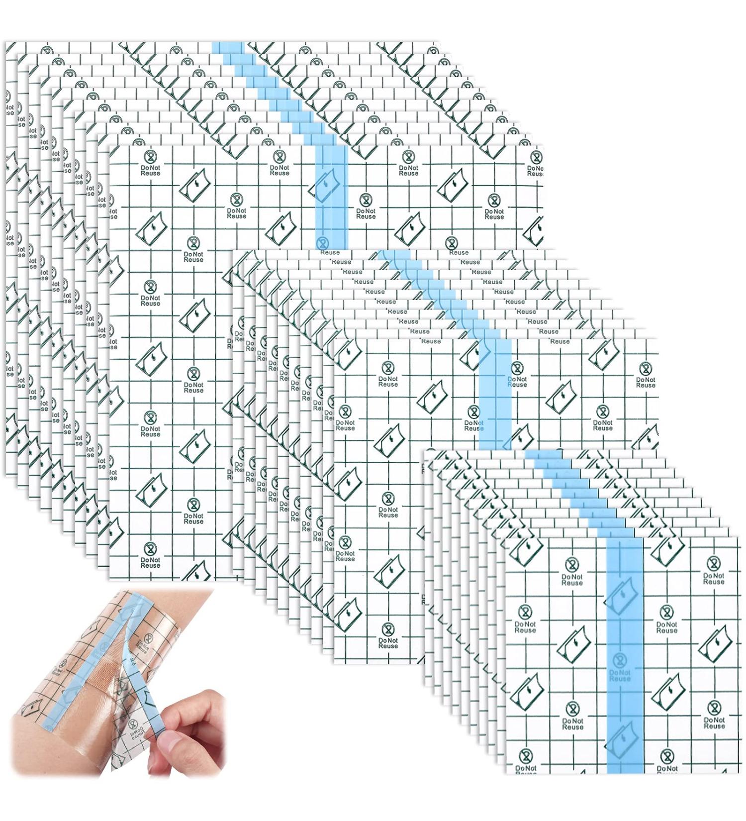 Transparent Waterproof Adhesive Bandages - 48 Pieces - 3 Sizes: 8x8, 6x6, 4x4 Inch - Buy Online on GoSupps.com