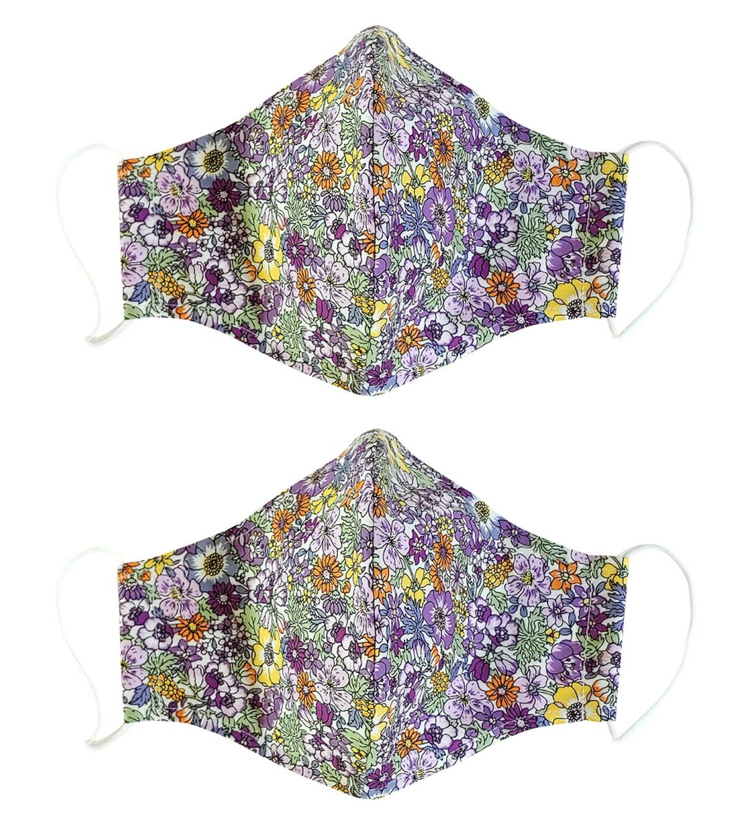 2Pack 100% Cotton Reusable Washable Adjustable Metal Strip Face Mouth Mask Double Layer Anti-Dust Fashion Flower Outdoor Cloth Cover Violet - Buy Online on GoSupps.com