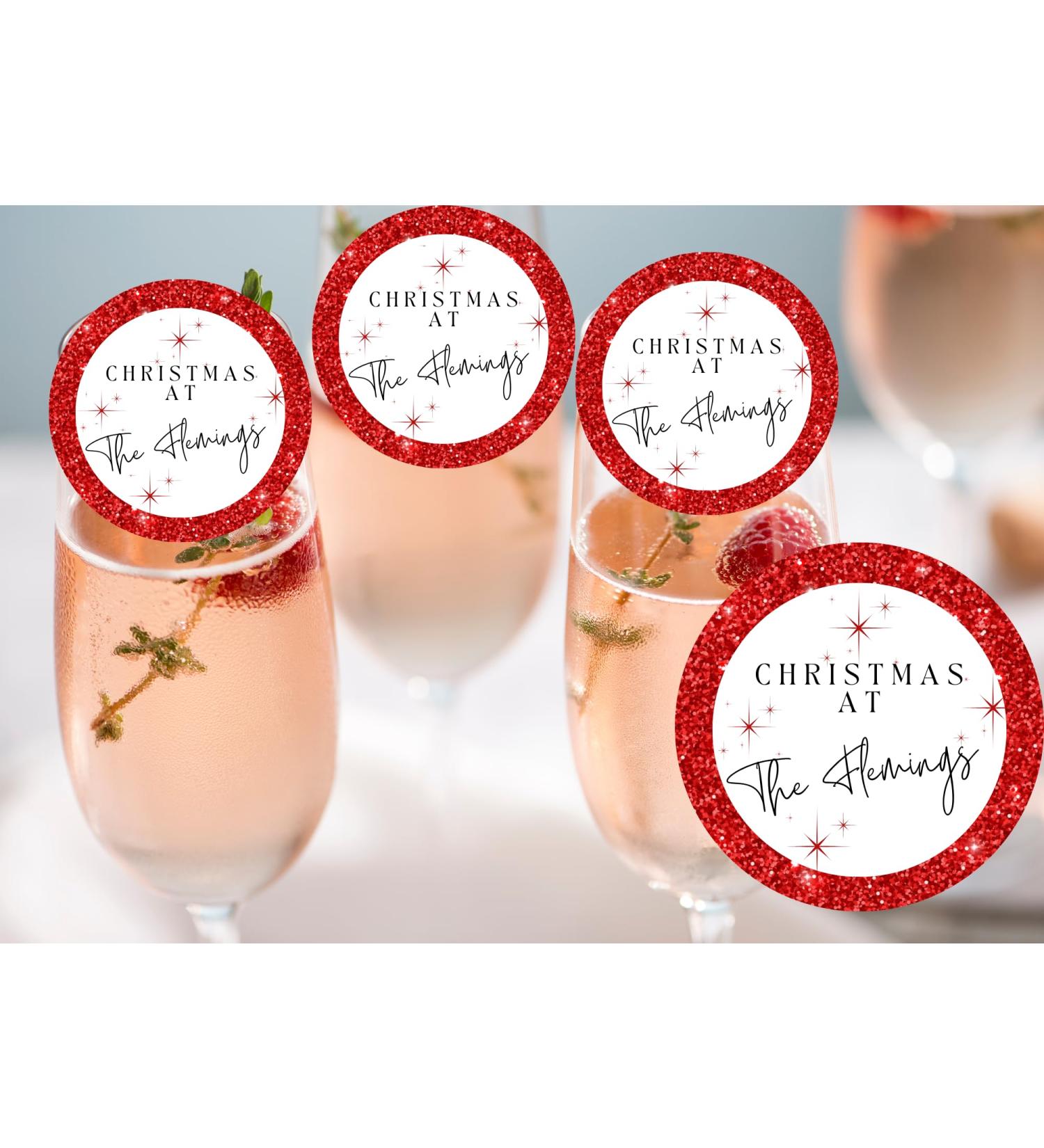 20 x 4.5cm edible Christmas champagne prosecco flute drink toppers uncut personalised 2
