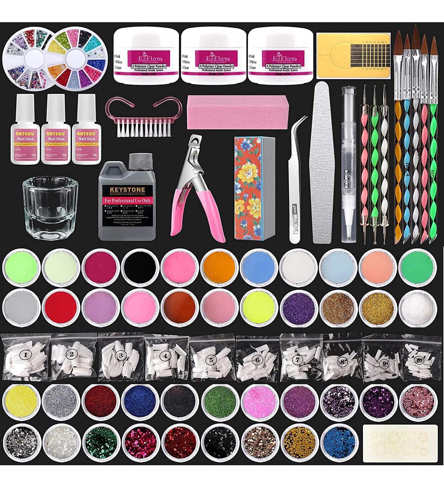 Reppkyh Acrylic nail set 42 boxes of glitter and acrylic liquid monomers nail tool set for nail decoration. - Buy Online on GoSupps.com