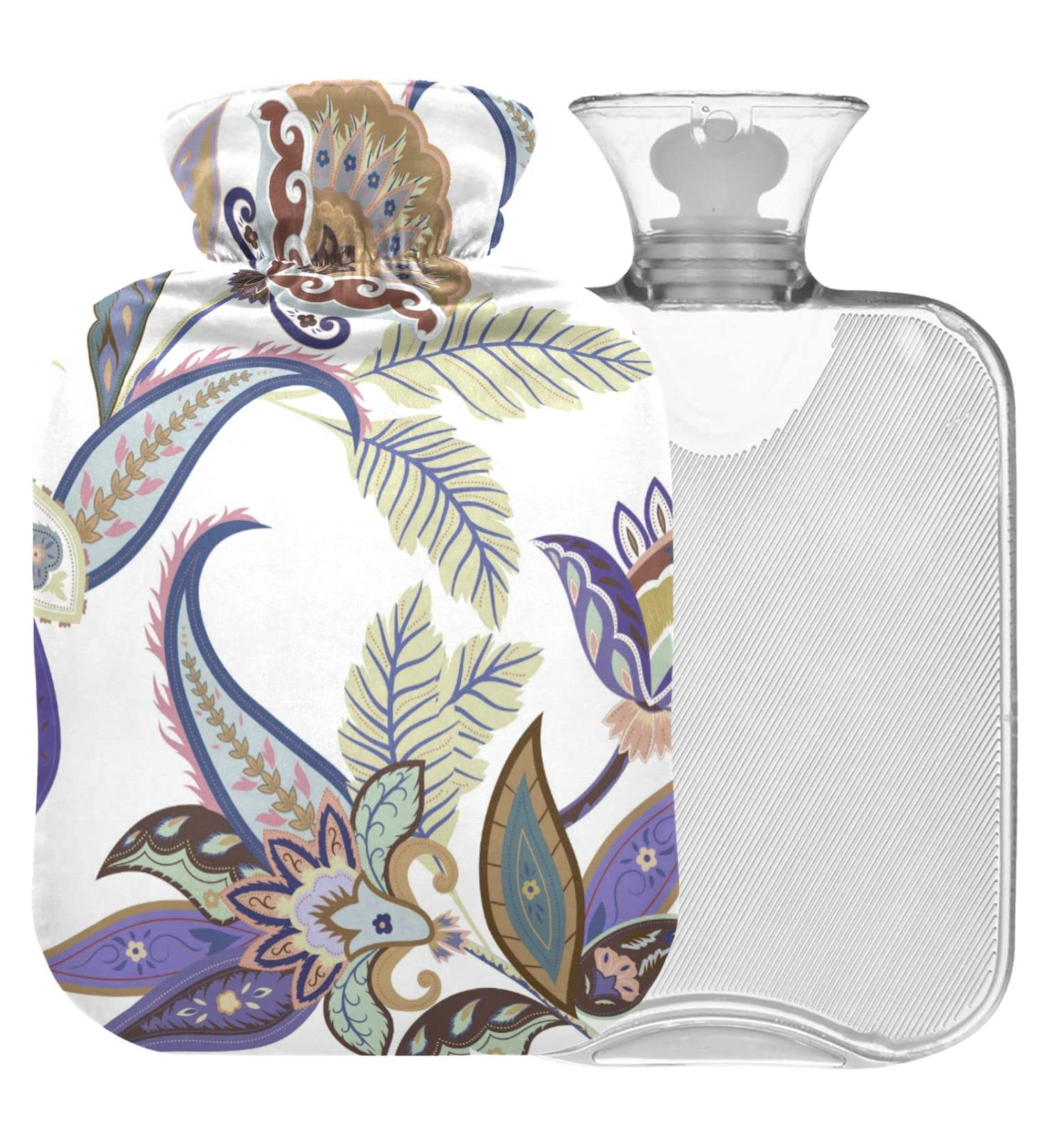 NAANLE 1L Hot Water Bottle with Paisley Flower Cover - Pain Relief for Menstrual Cramps & Cold Therapy - Buy Online on GoSupps.com