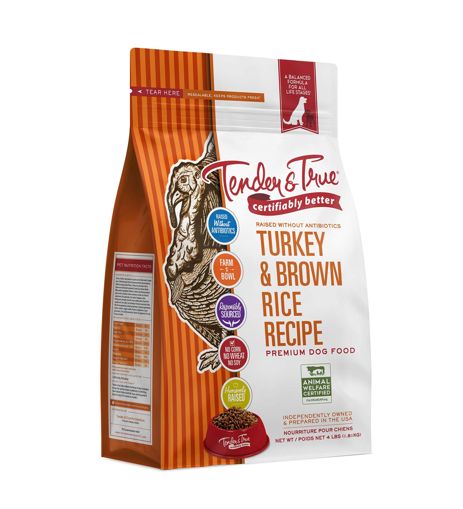 Buy Tender & True Antibiotic-Free Turkey & Brown Rice Dog Food - 4 lb | Healthy Pet Nutrition - Buy Online on GoSupps.com
