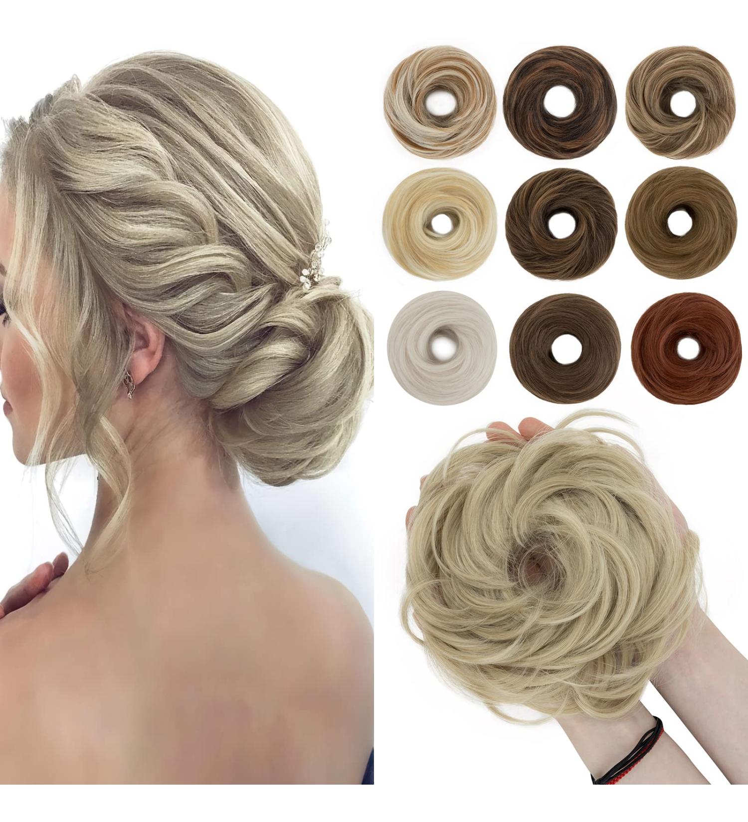 Sego Rubber Band Hair Part - 55g Dutt Hair Tie & Extensions for Messy Bun - Medium Blonde Mix - Buy Online on GoSupps.com