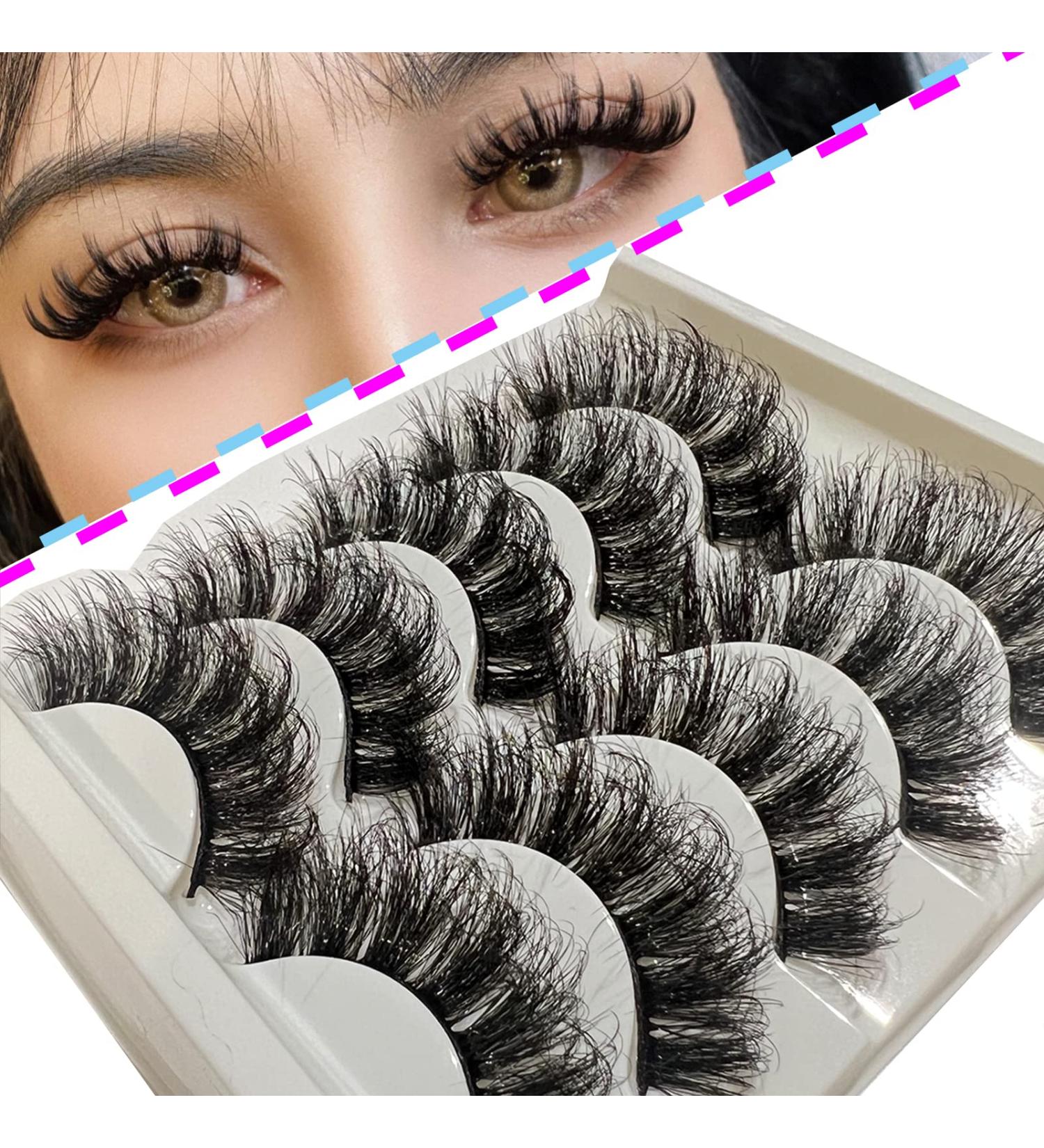 Premium 3D False Eyelashes - Fluffy Cat Eye Mink Lashes Natural Look Mega Volume 5 Pairs Multipack (14-19mm - Buy Online on GoSupps.com
