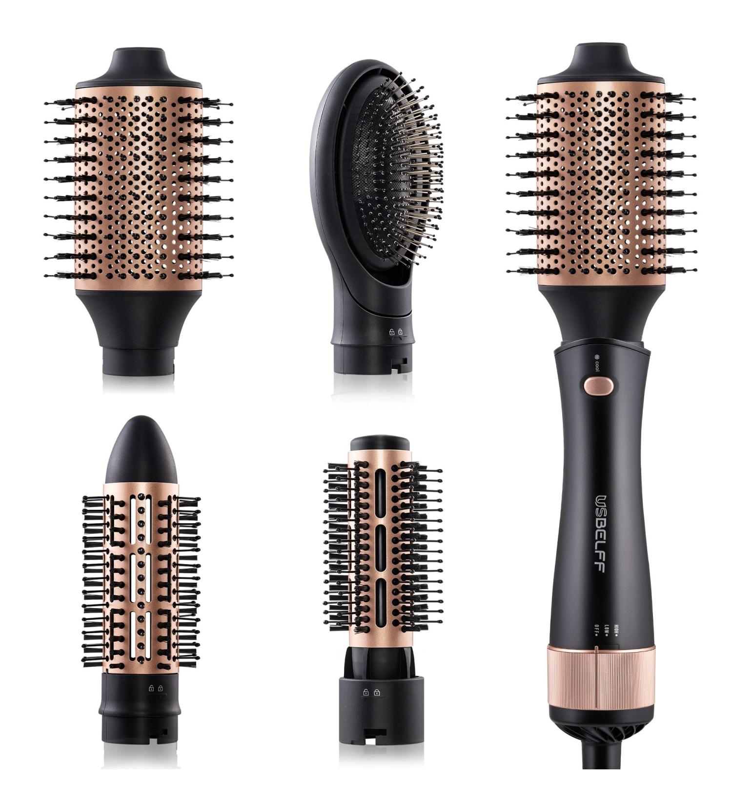 Hair Blow Dryer Brush Set - Detachable Negative Ion Styler Kit for Volume & Curls - Hot Air Brush for Women with Middle to Long Hair - Black - Buy Online on GoSupps.com