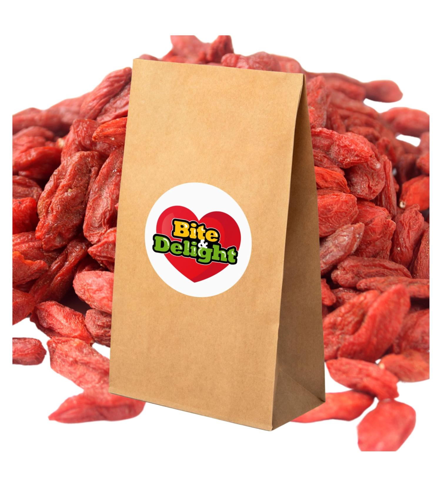  Bite & Delight Bite & Delight 2kg Dried Goji Berries Lycium Barbarum Natural Superfood Rich in Vitamins & Minerals Healthy Snack Ideal for Muesli Yogurt & Desserts - Buy Online on GoSupps.com