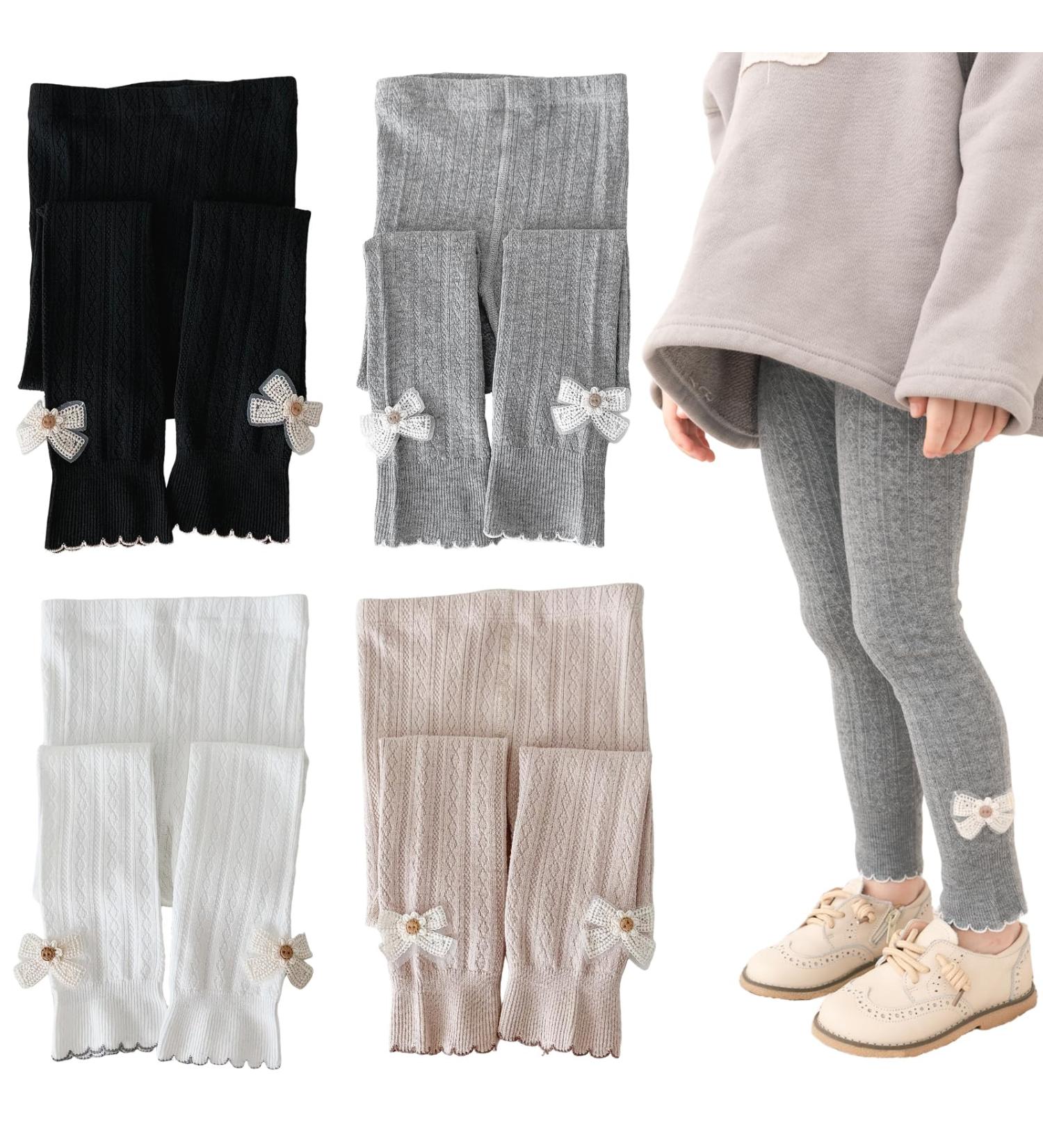Silkglory Girls Leggings 2 Pcs for Baby Toddler Girls | 2-9 Years | Black/Gray/White/Apricot | 2-3 Years - Grey/Apricot - Buy Online on GoSupps.com
