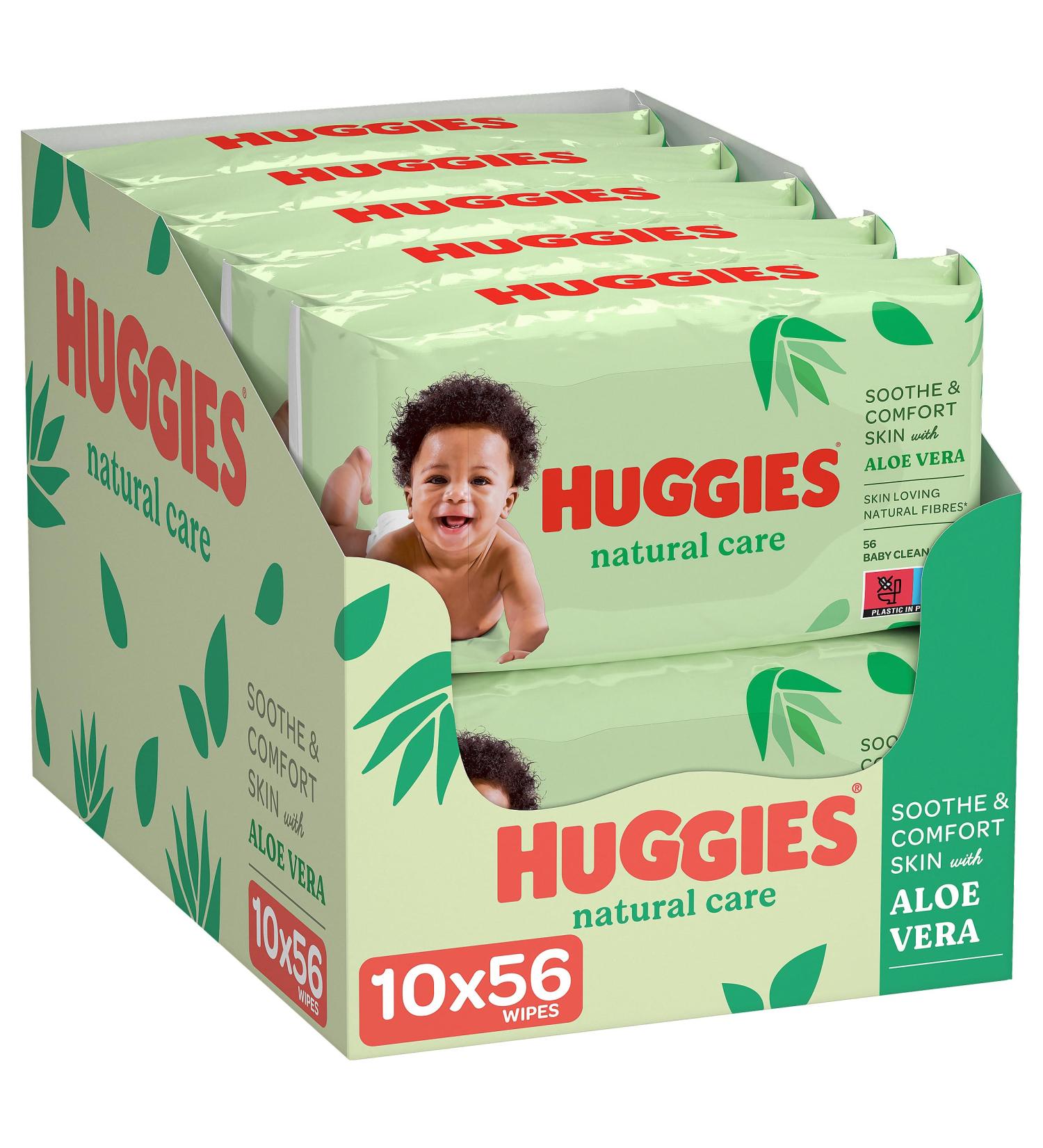 Huggies Natural Care Baby Towels - 10x56 Soft Cloths with Aloe Vera for Healthy Skin - Buy Online on GoSupps.com