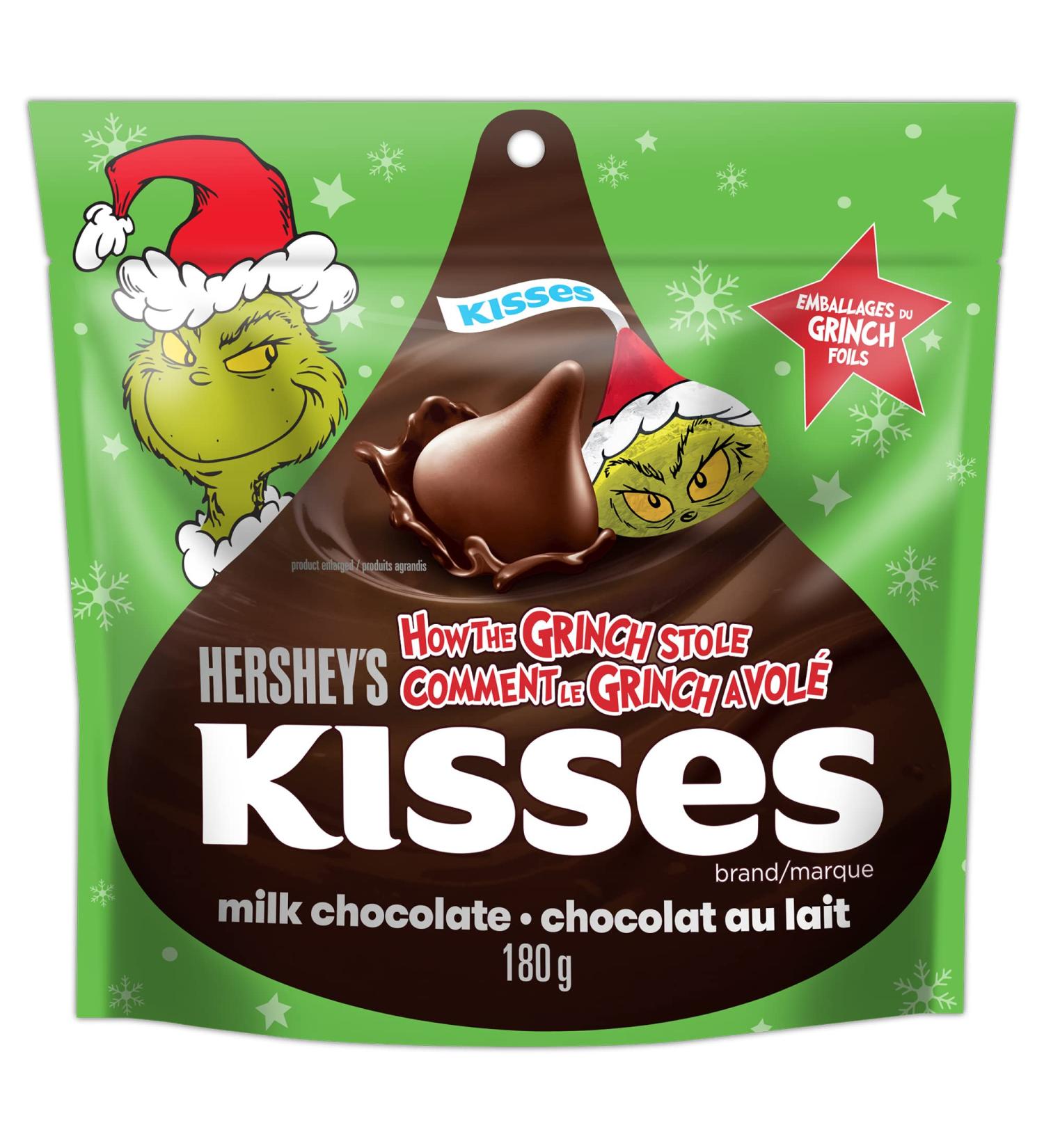 HERSHEY'S KISSES Grinch Milk Chocolate - Christmas Candy Stocking Stuffers 180g - Buy Online on GoSupps.com