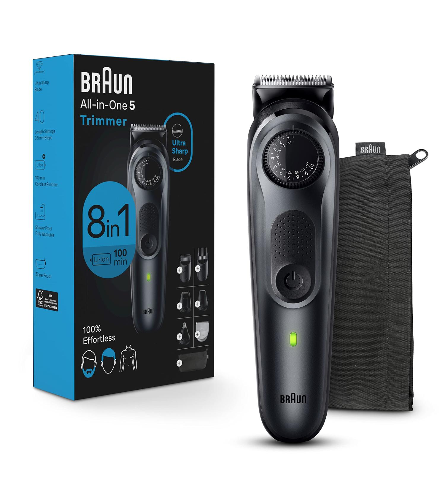 Braun All-in-One Style Kit Series 5 5480: 8-in-1 Trimmer for Men | Beard Trimmer, Body Trimmer, Hair Clippers & More | Ultra-Sharp Blade, 40 Length Settings, Waterproof | Manscaping Essentials - Buy Online on GoSupps.com