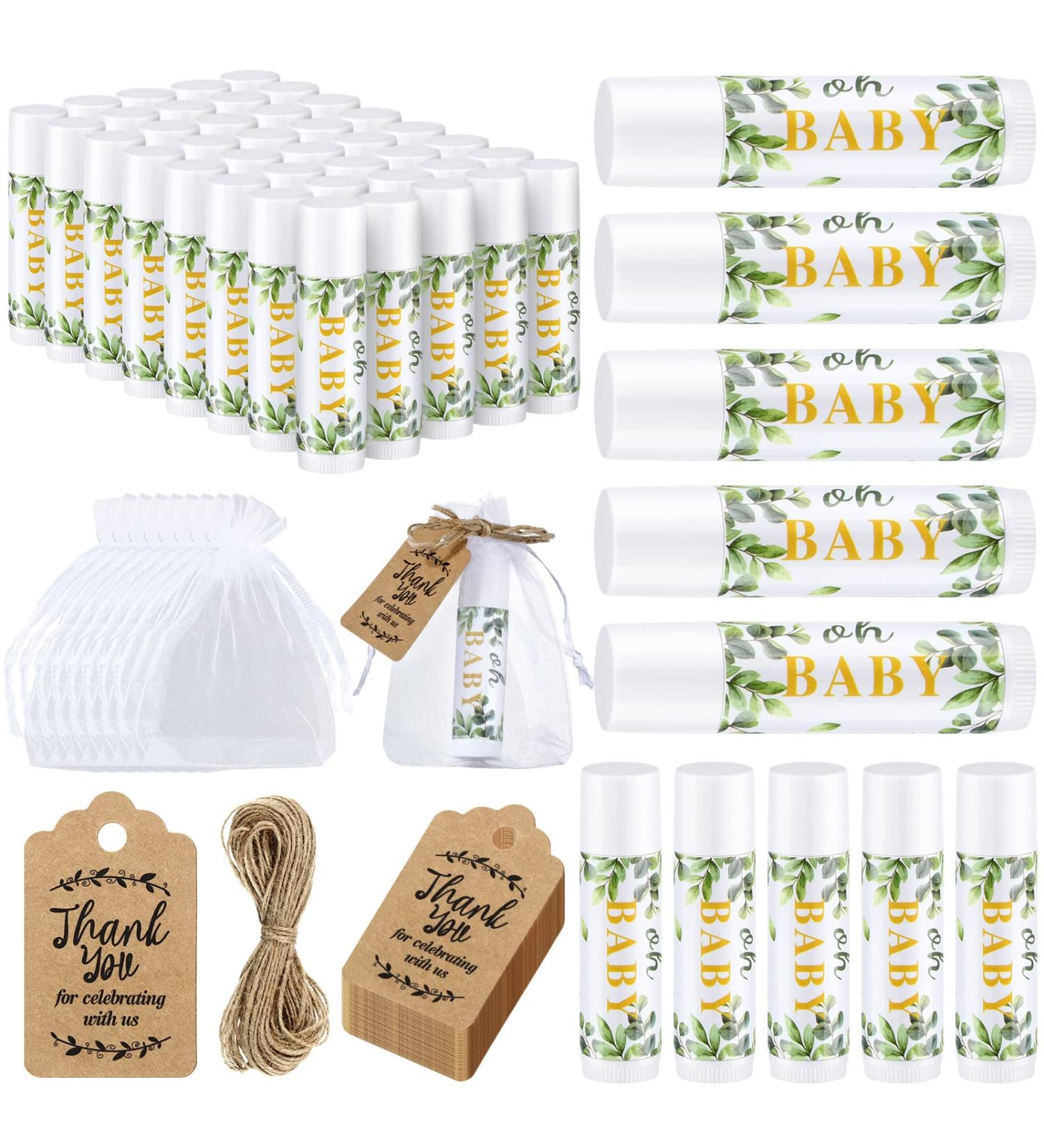 50 Pcs Baby Shower Lip Balm Gift Set with Organza Bags - Floral Theme | Gender Reveal Party Favor for Guest Kids | Baby Shower Souvenirs Bundle - Buy Online on GoSupps.com