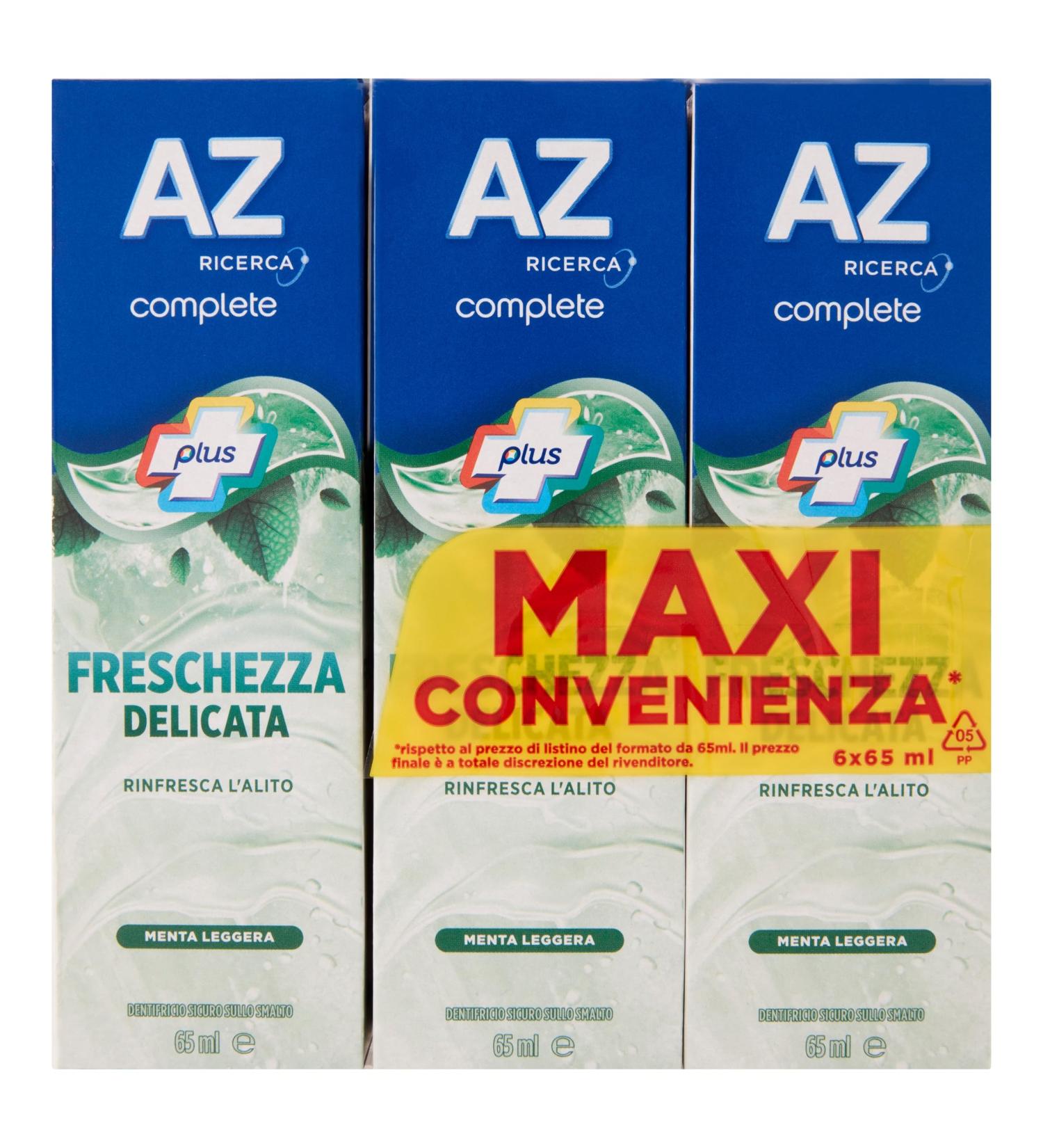 AZ RICERCA AZ Multi Complete Protection Toothpaste delicate freshness deep cleaning light mint flavor maxi pack of 6 x 65ml boxes
