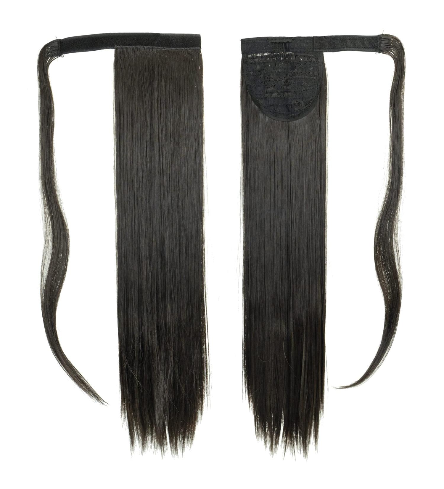 IMISSU Long Straight Wrap Around Ponytail Extension Synthetic Hair Extensions Clip in Ponytails Hairpiece for Women (Dark Brown) - Buy Online on GoSupps.com