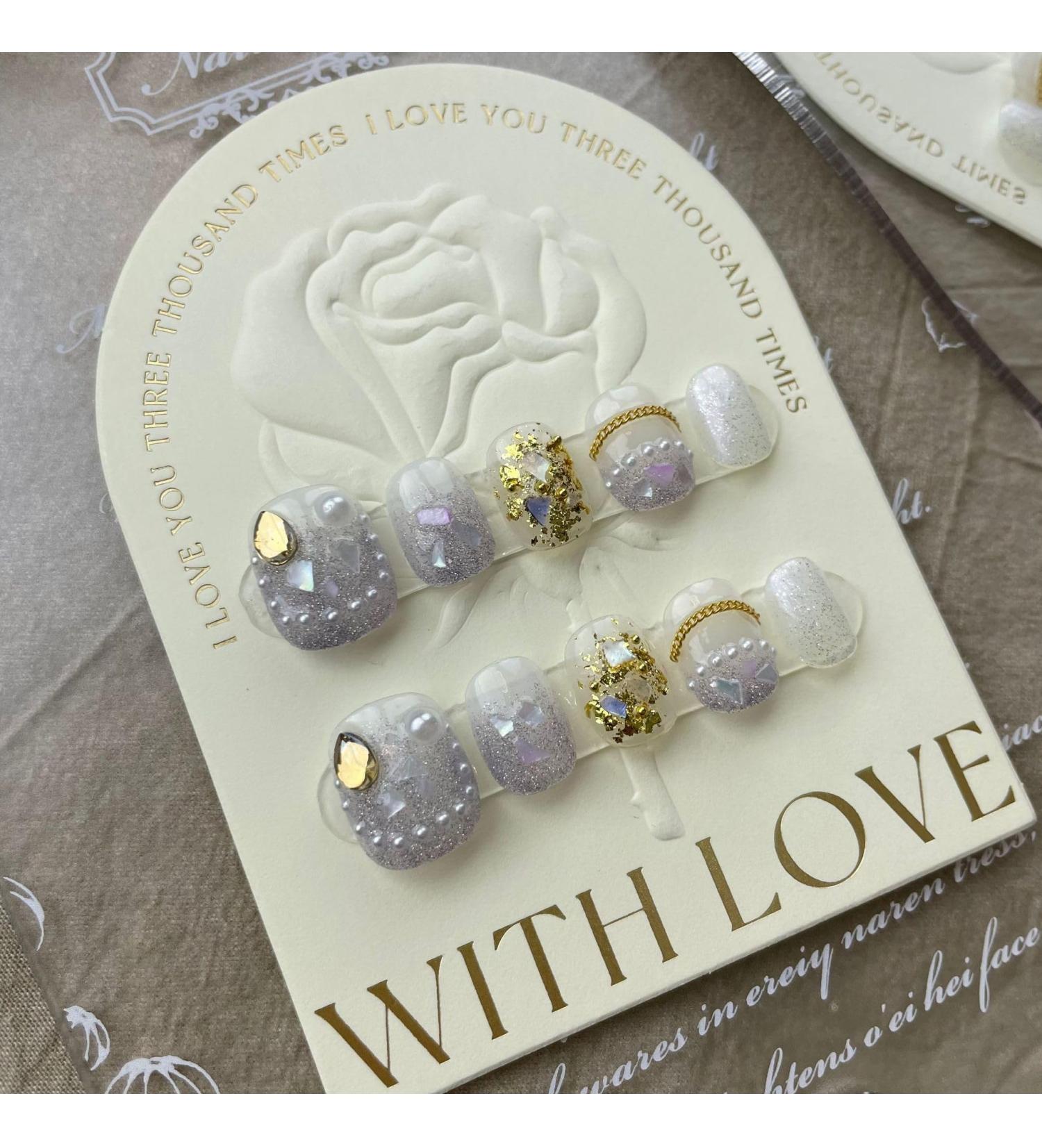 New Handmade Nail Wearing Heavy Industry Long Nail Handmade Nail Beautification False Nail Patch(Purple M)