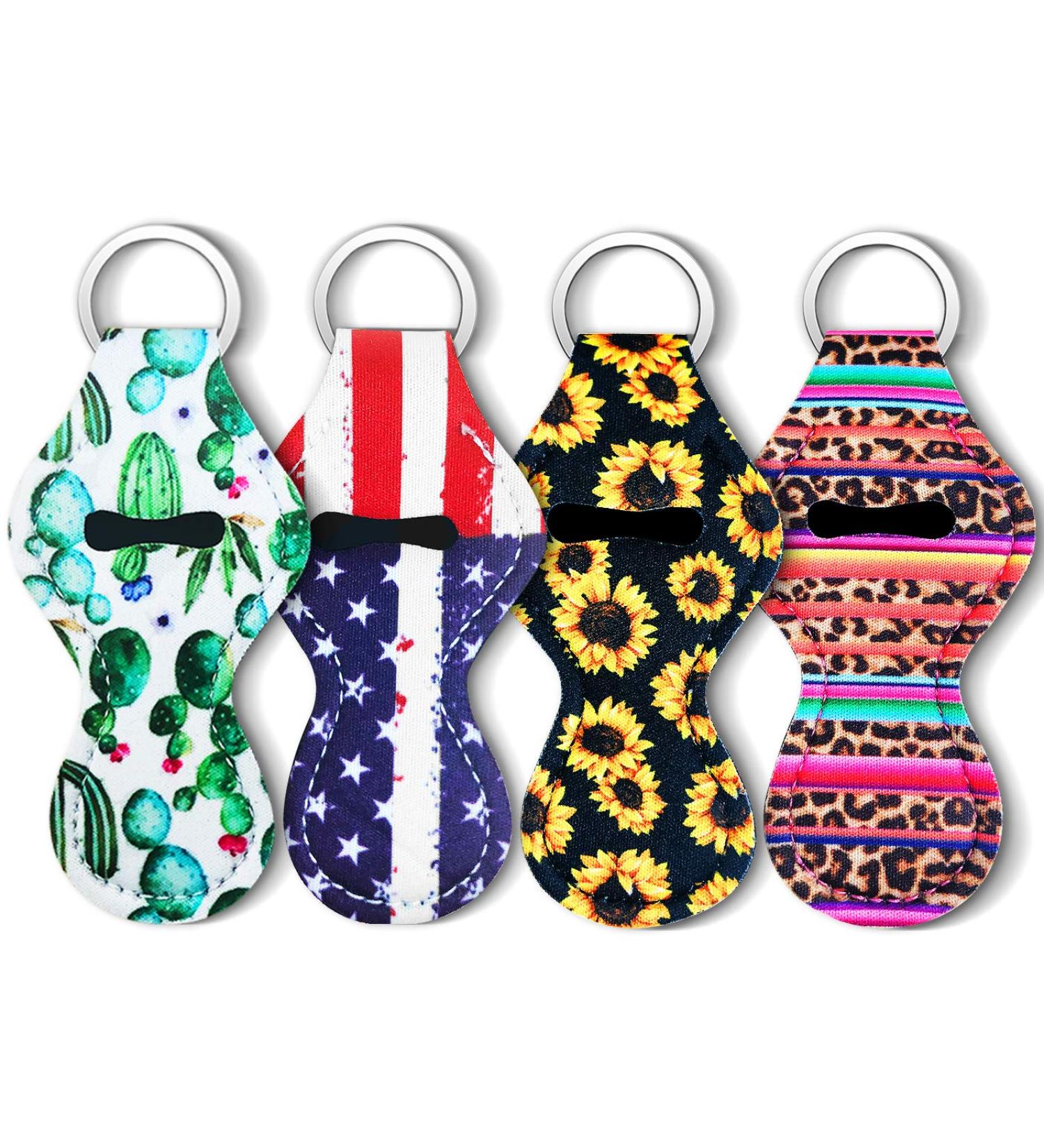 Wristlet Chapstick Holder Keychain for Women | Sunflower & Cactus Keychain Accessories - Buy Online on GoSupps.com
