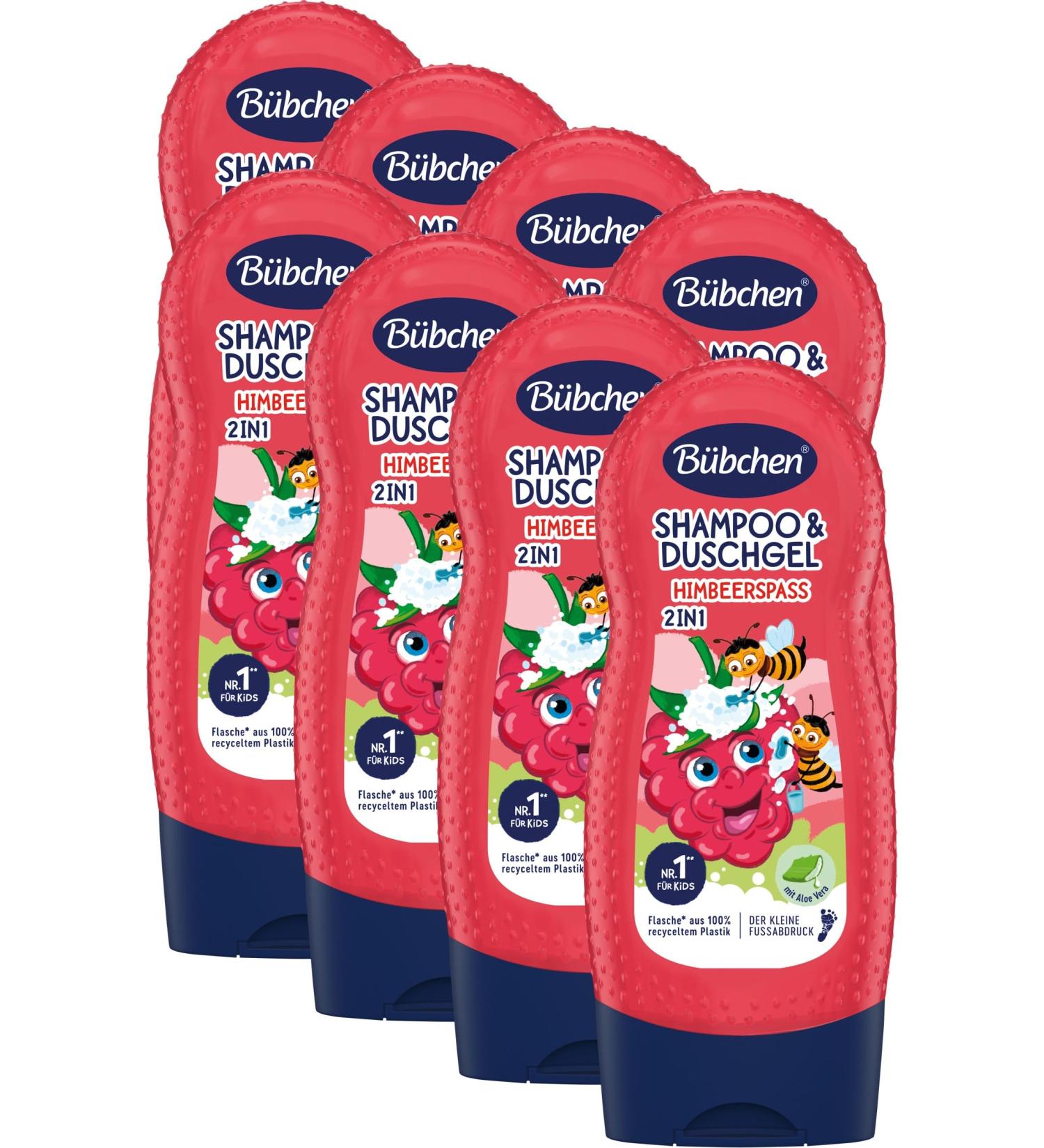 B bchen Raspberry Fun 2-in-1 Shampoo & Shower Gel for Children - 8 x 230 ml | Gentle Hair Wash & Mild Bath | Silicone-Free - International Shipping - Buy Online on GoSupps.com