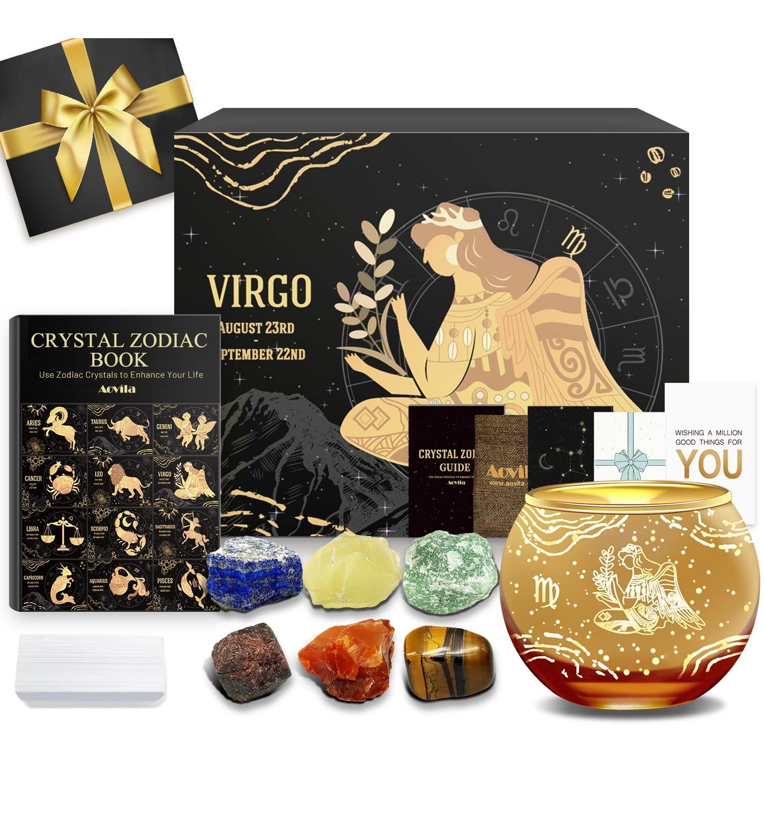 Shop Aovila Virgin Tea Light Holder Gift Set - Crystals & Zodiac Astrology Candlestick for Women Moms & Best Friends - Perfect Birthday Gifts! - Buy Online on GoSupps.com