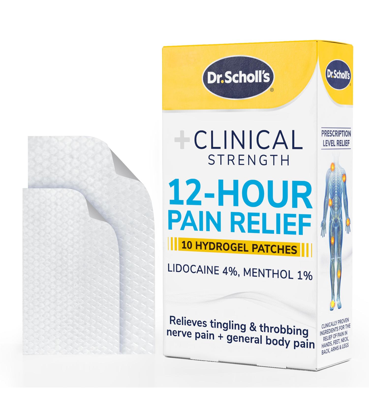 Dr. Scholl s Clinical Strength 12-Hour Pain Relief Hydrogel Patches 10ct - 4% Lidocaine for Powerful Numbing, Instant Cooling Pain Relief with Menthol, Added Arnica, for Hands, Feet, Neck, Back & Legs - Buy Online on GoSupps.com