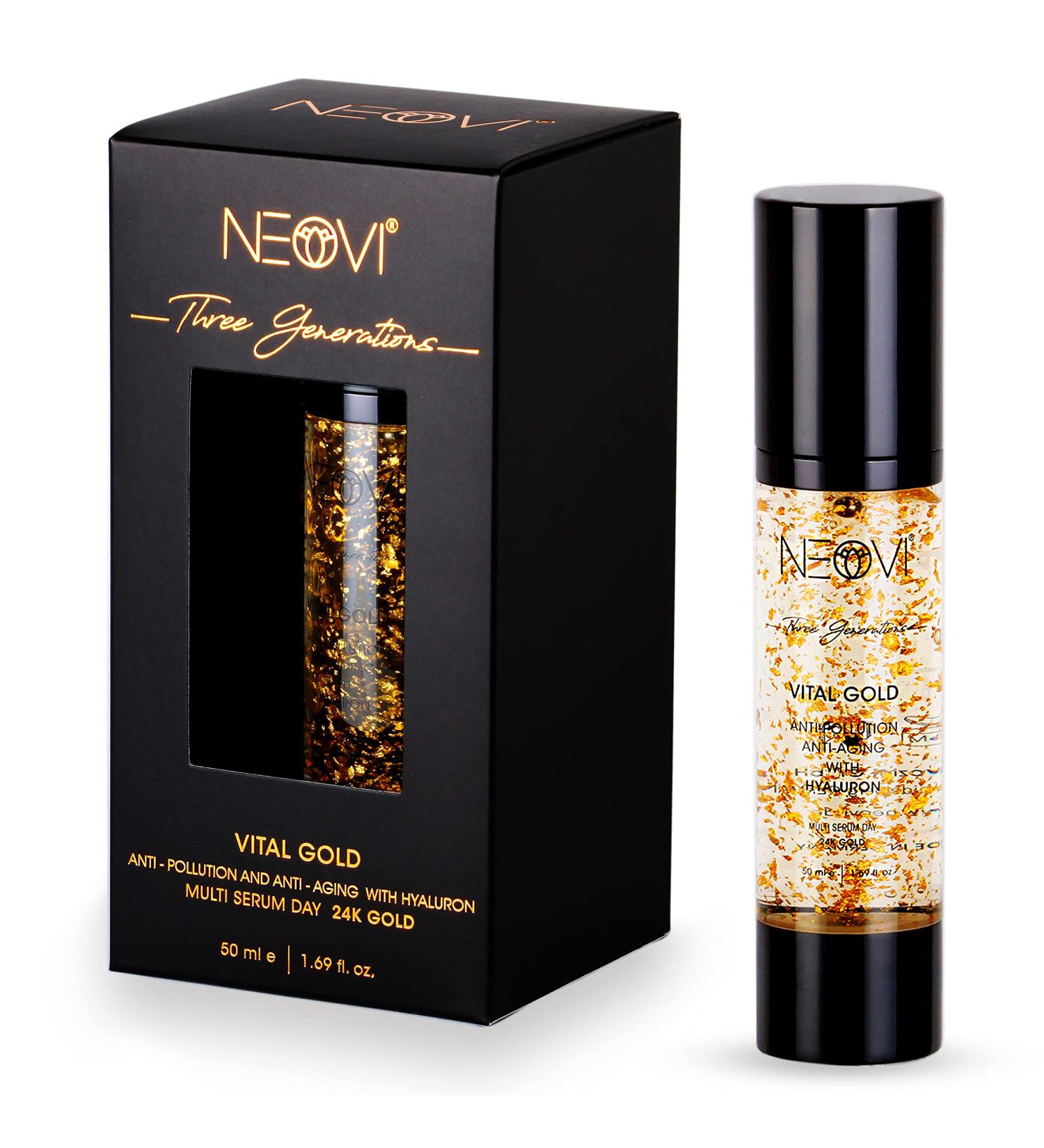 Neovi Vital Gold 50ml | Hyaluronic Acid Serum with 24k Gold | Anti-Aging Moisture Cream | Vitamins A B C | Dermatologically Tested for Optimal Hydration - Buy Online on GoSupps.com