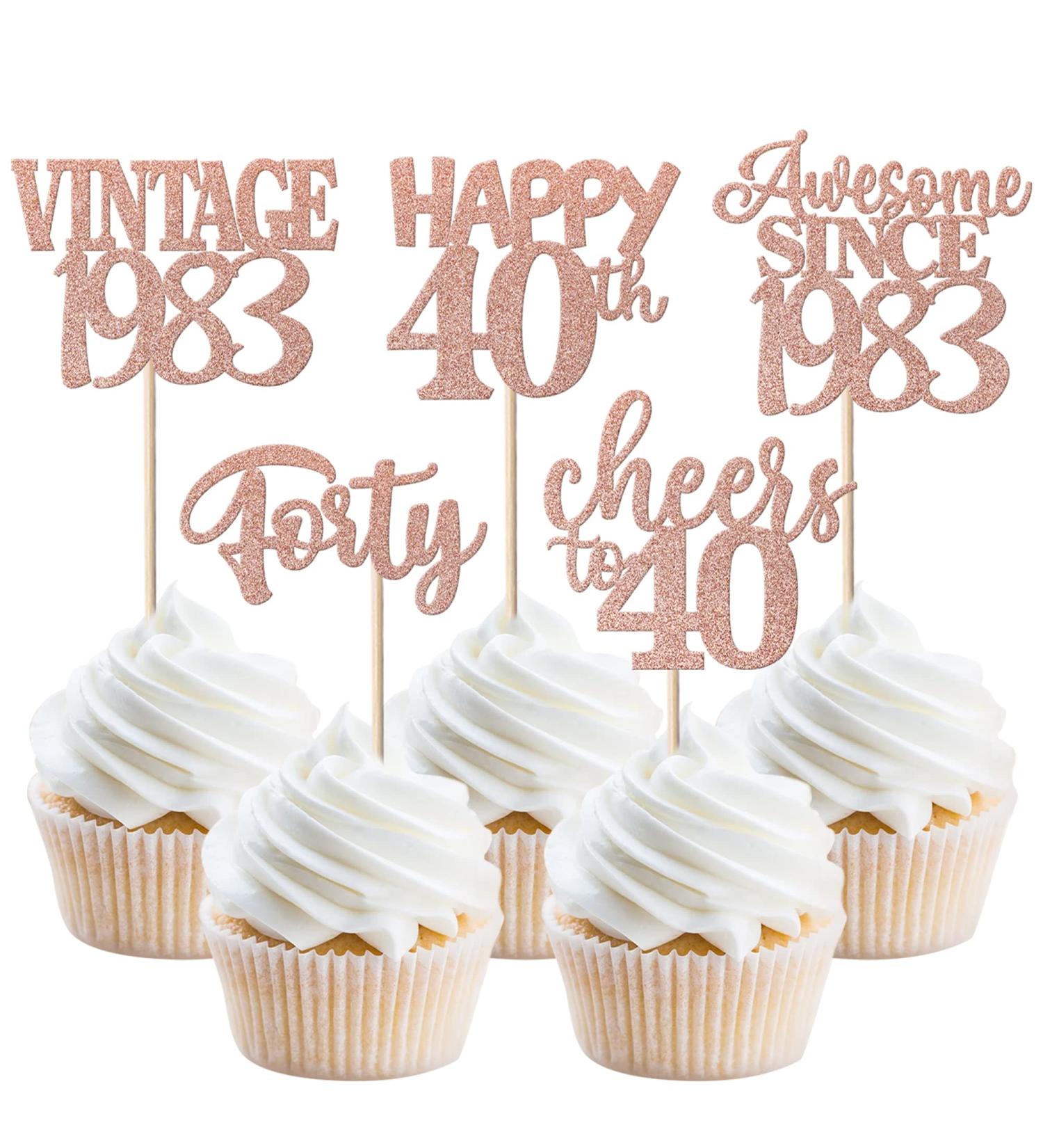 30pcs Vintage 1983 Cupcake Toppers Awesome Since 1983 Cake Decorations Cheers on 40 Fabulous Thirty Cake Toppers 40th Birthday Wedding Anniversary Party Cake Decorations Rose Gold Rose Gold 40th - Buy Online on GoSupps.com