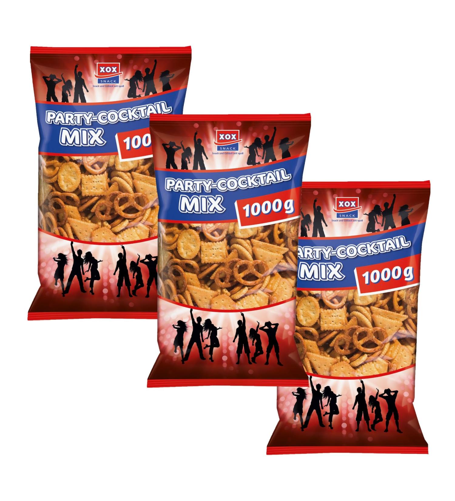 Xox Party Cocktail Mix 1kg |Vegetarian!|Party Mix mixture of salted lye and wheat biscuits (Cocktail Mix 1000g 3 SPAR Pack) Cocktail Mix 1000g 333.33 g (3 Series)