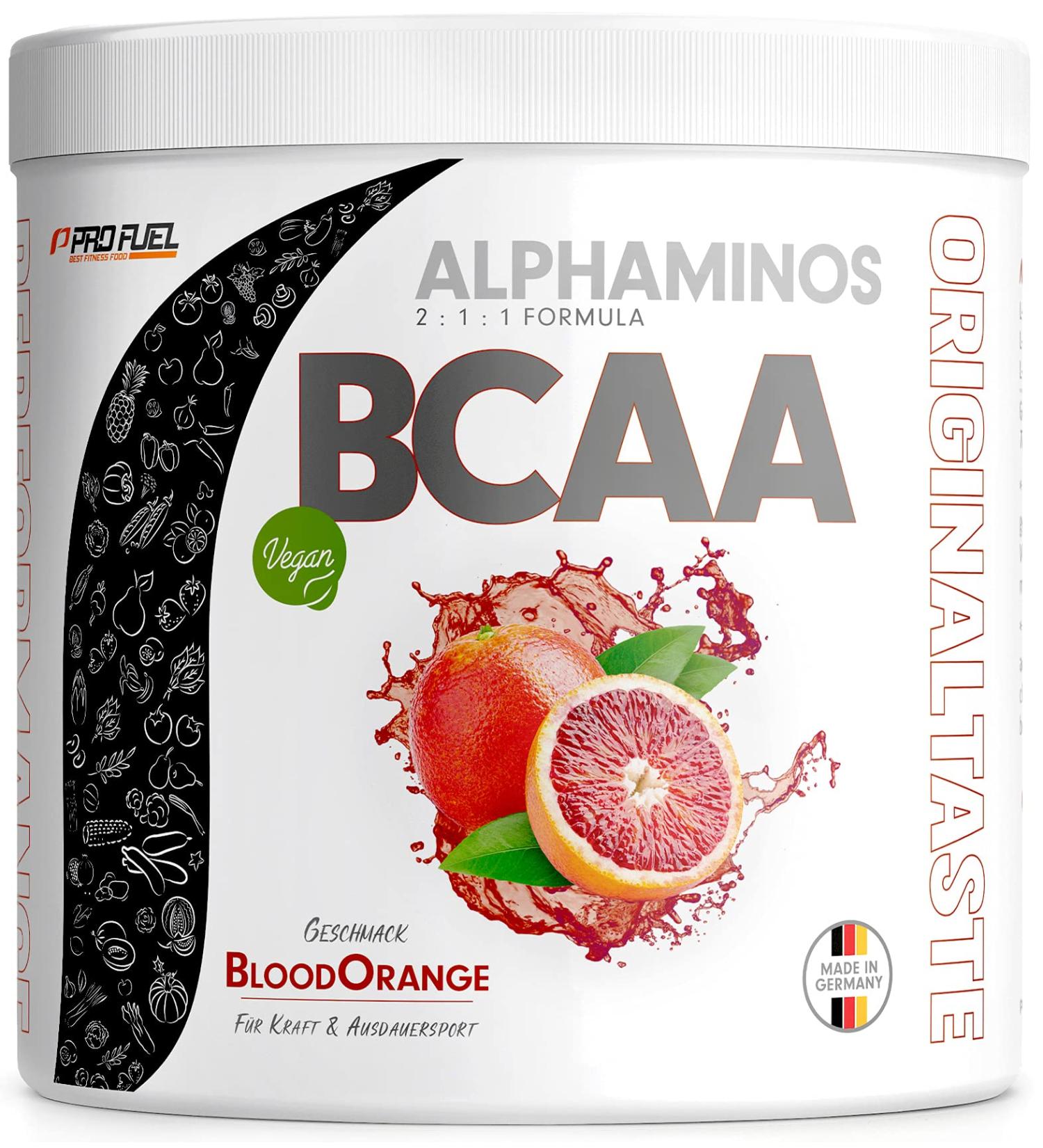 Buy Alphaminos BCAA Powder 300g - Blood Orange Flavor | 100% Vegan | Essential Amino Acids | Top Solubility | Test Winner - Buy Online on GoSupps.com