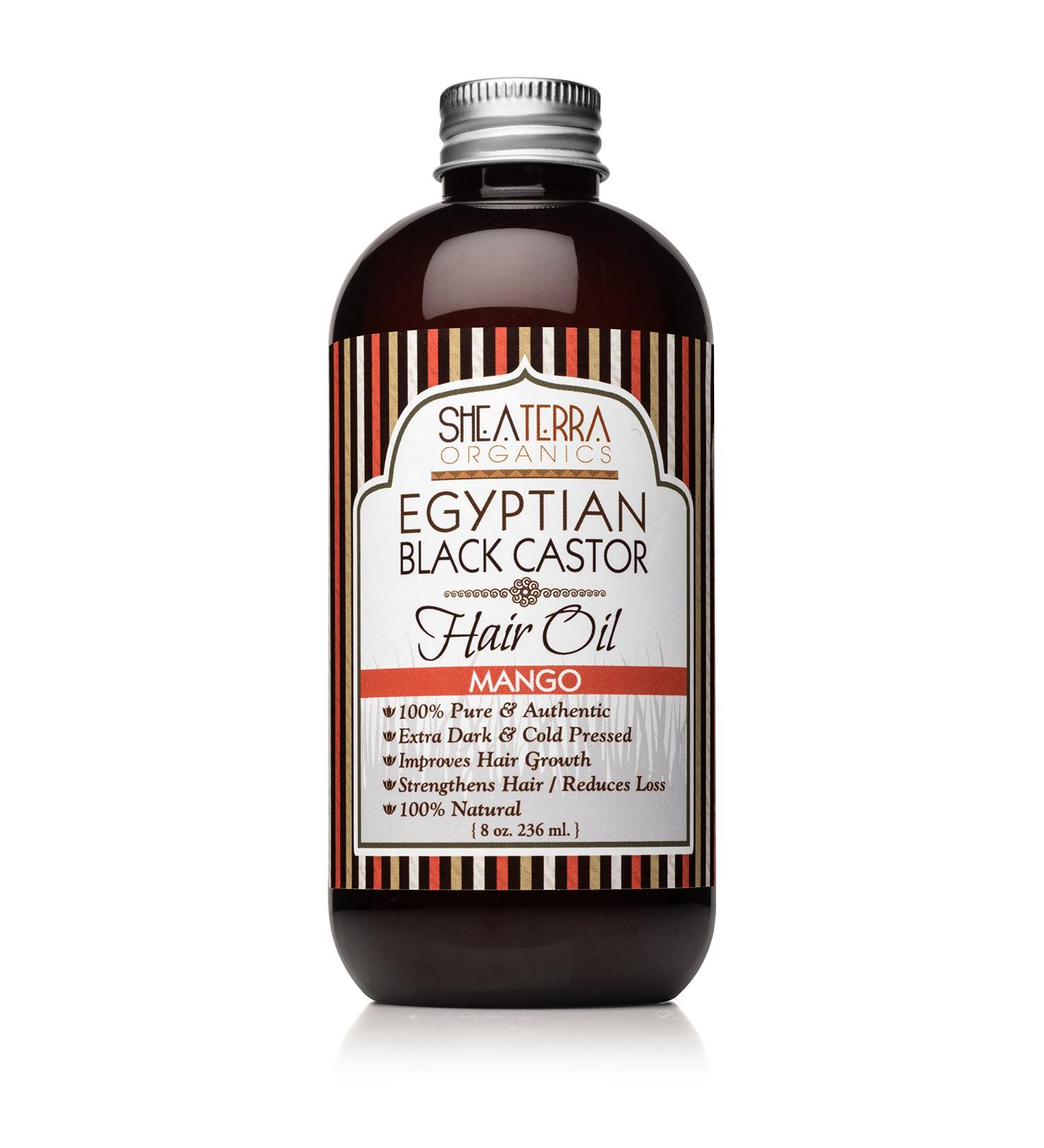 Shea Terra Organics 100% Pure Egyptian Black Castor Extra Virgin Oil with Mango - 8 oz | Natural Hair Strengthening and Conditioning Oil for Healthy Growth and Scalp - Buy Online on GoSupps.com