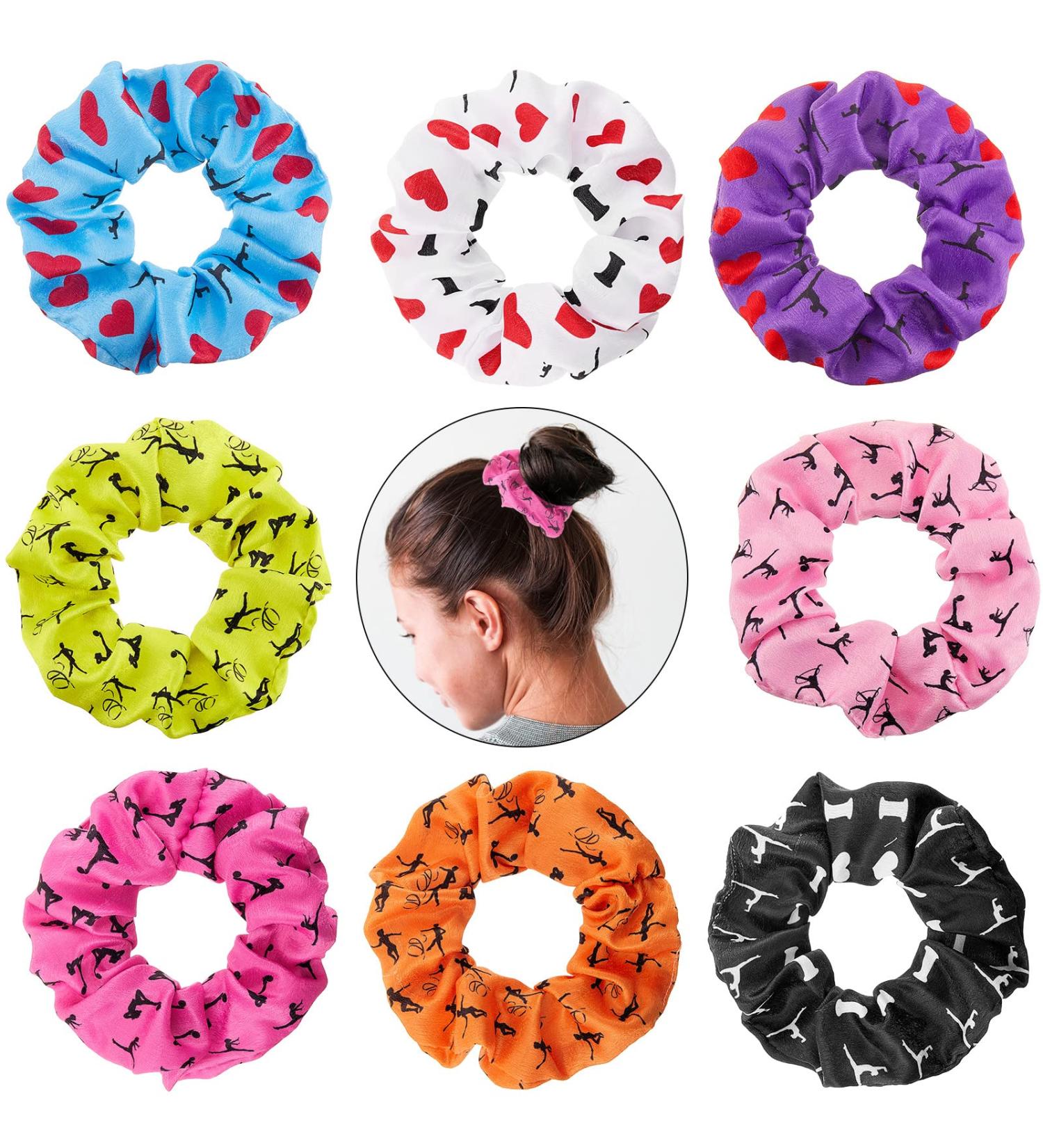 8 Piece Velvet Gymnastics Hair Scrunchies Set for Women and Girls - Assorted Colors - Buy Online on GoSupps.com