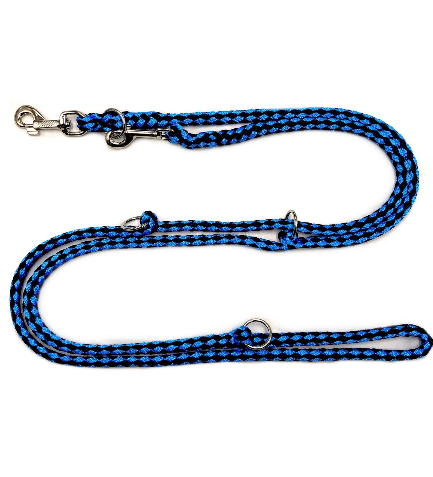 Dogeline Double leash Practice leash for medium dogs up to 45 kg over 39 colors very stable (2.40 m Alaska) 2.40 m black-Turenkis