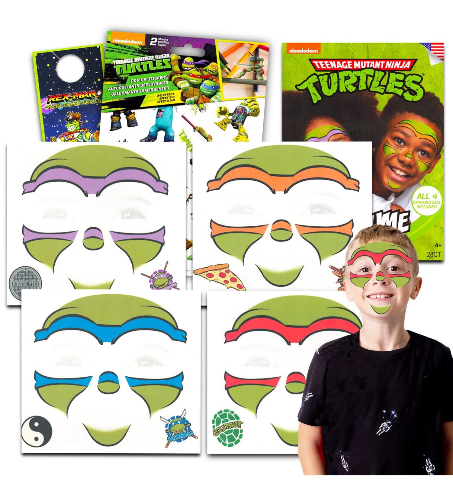 TMNT Temporary Tattoos & Stickers Bundle for Kids Halloween Costume | 4 Teenage Mutant Ninja Turtles Face Painting Sheets - Buy Online on GoSupps.com