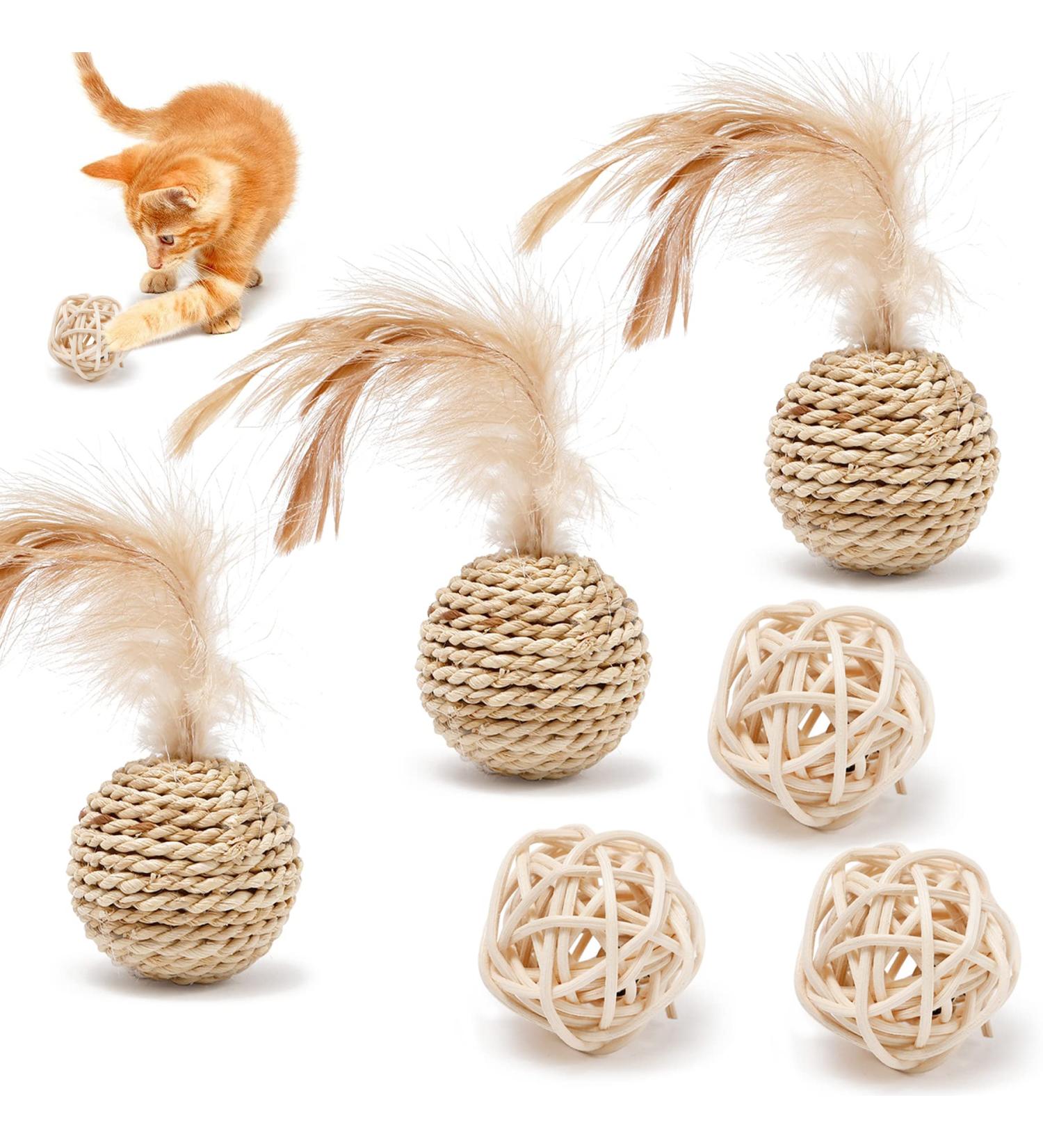 Shengruili Sisal Ball Catz - 6 Eco-Friendly Interactive Cat Toy Balls for Playful Pets - Buy Online on GoSupps.com