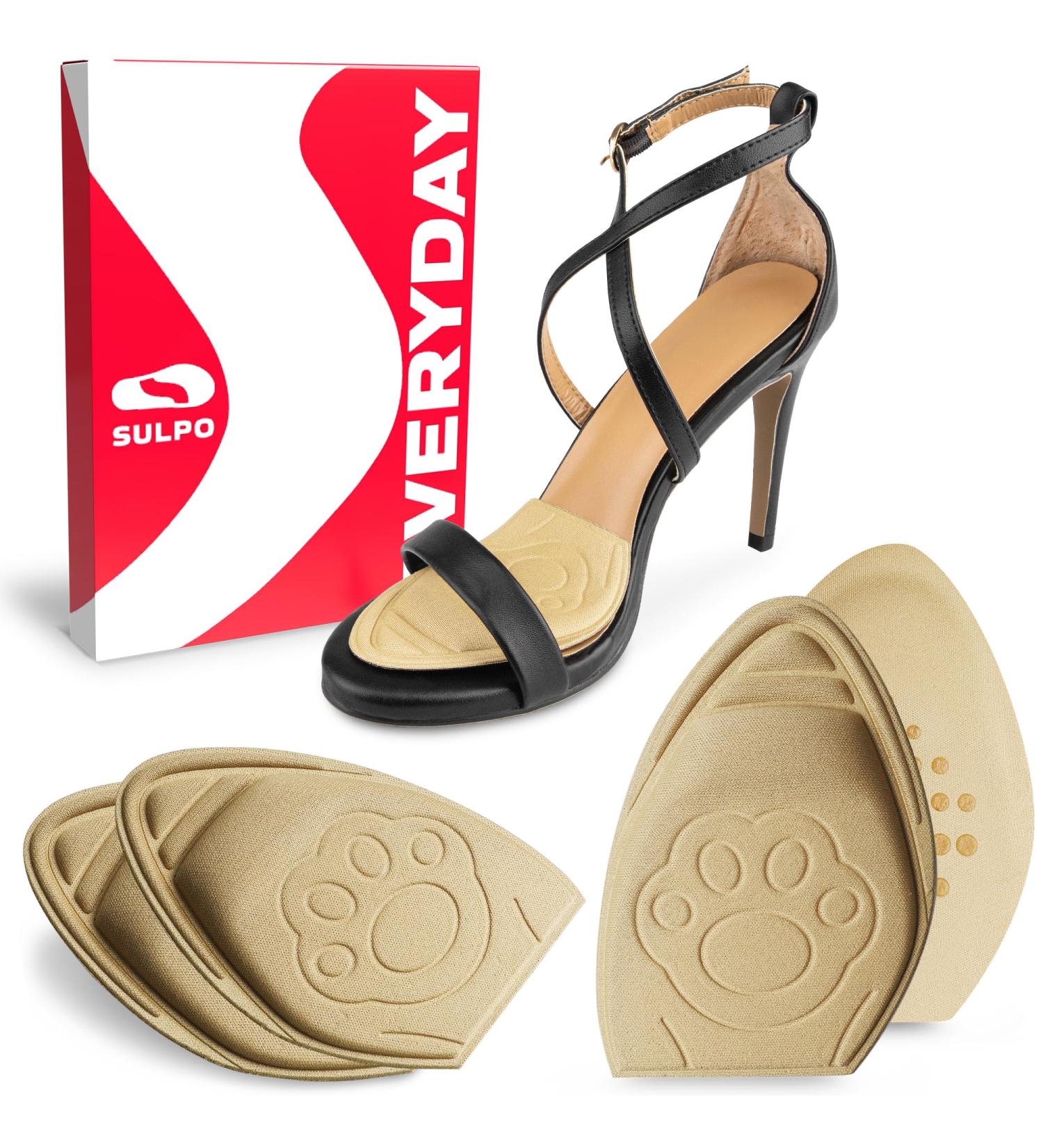 Sulpo 2 Pair Bale Poles for Large Shoes - EVA Foam Foot Pain Relief Pad Sponge Heel Cushion & Toe Filler | Universal Fit Beige - Buy Online on GoSupps.com